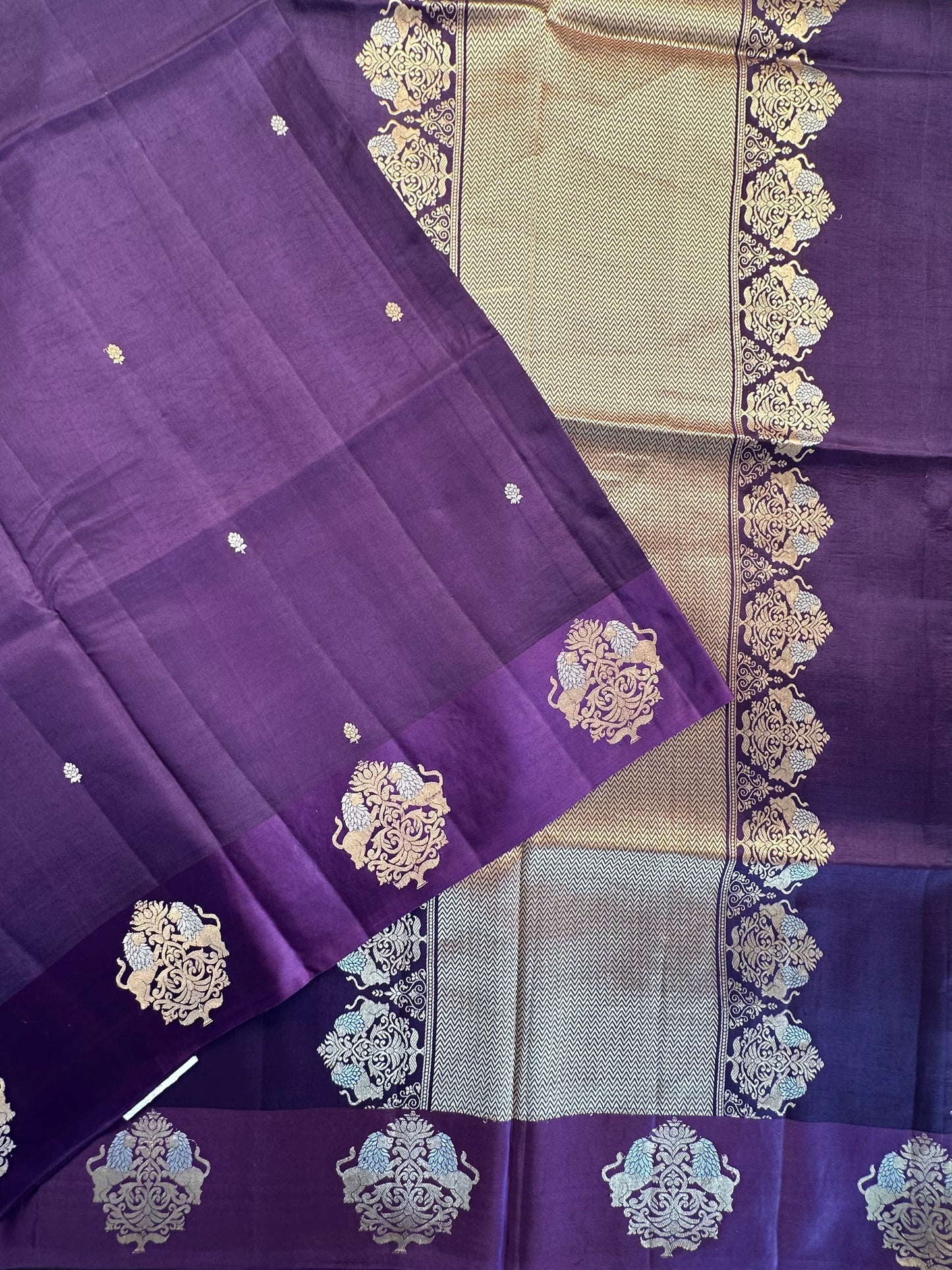 Olive Green Banarasi Satin Saree