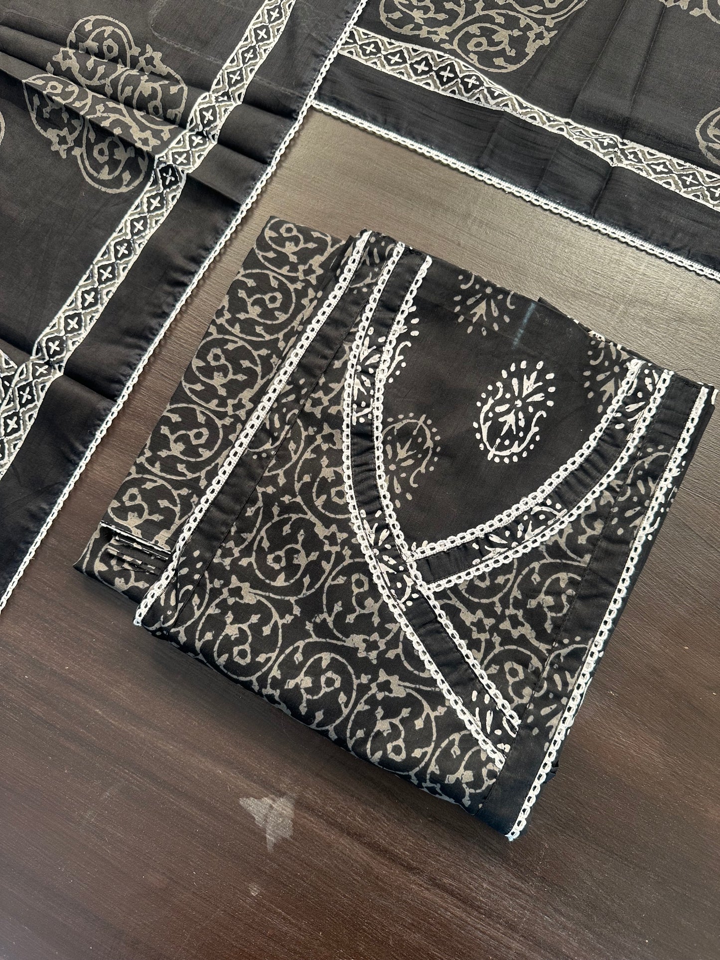 Angrakha Printed Cotton 3-Piece Suit