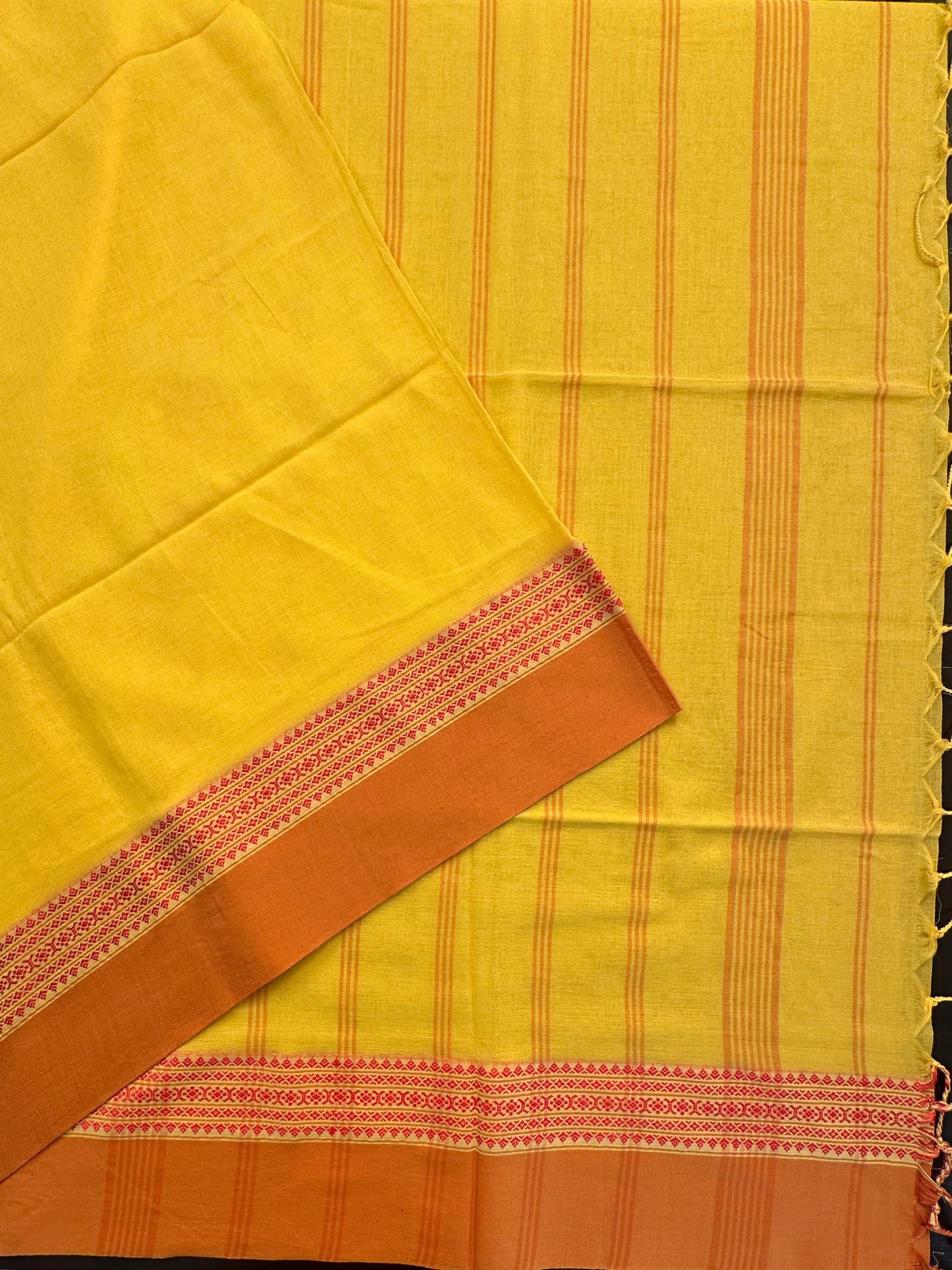 Yellow -Mustard Tripura Cotton Saree