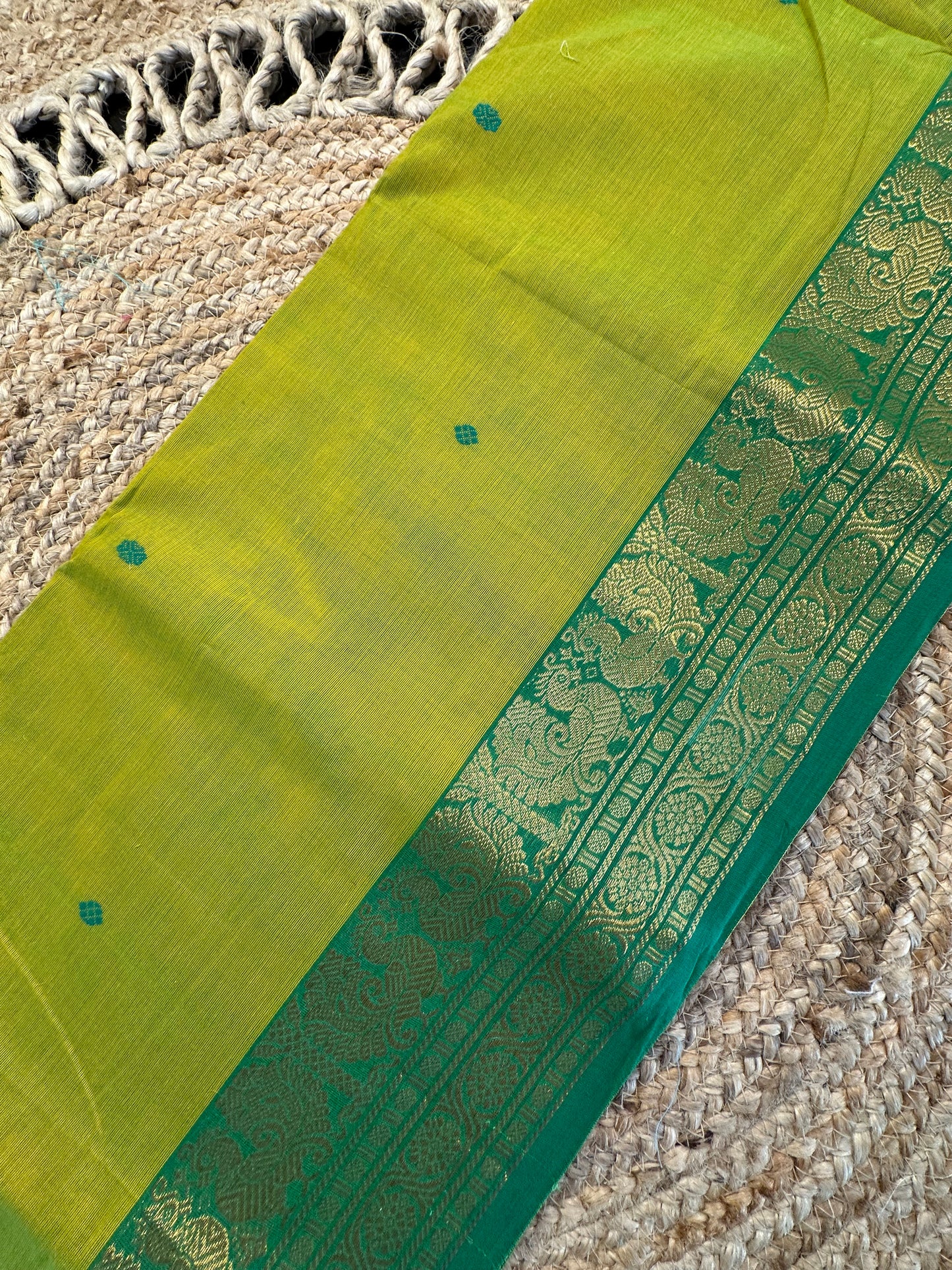 Parrot Green Naryapet Cotton Saree