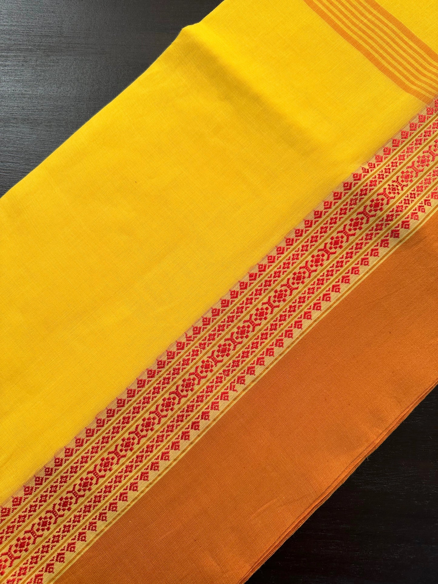 Yellow -Mustard Tripura Cotton Saree