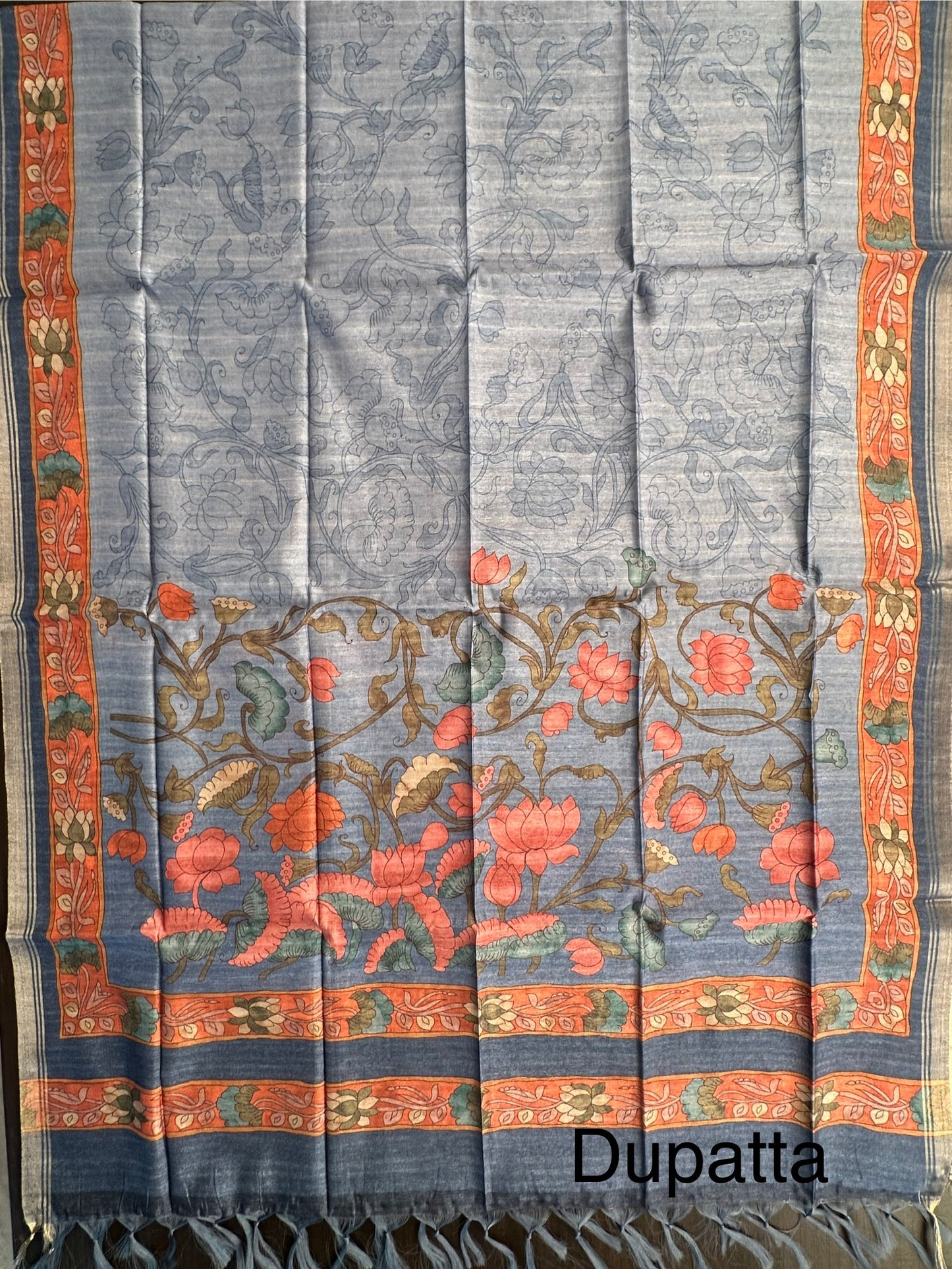 Blue Fancy Cotton 3-Piece Suit