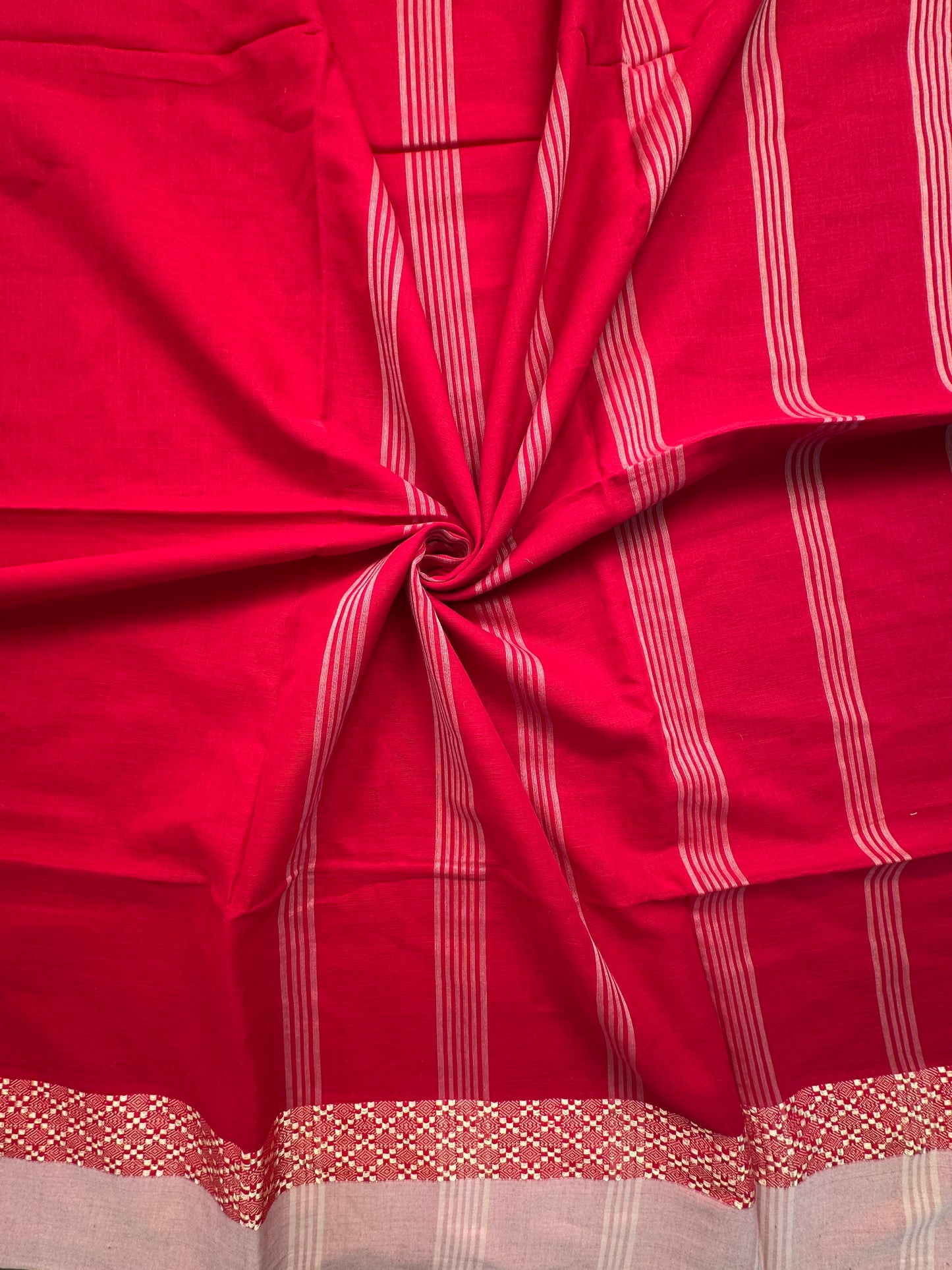 Red Piku Bengal Cotton Saree