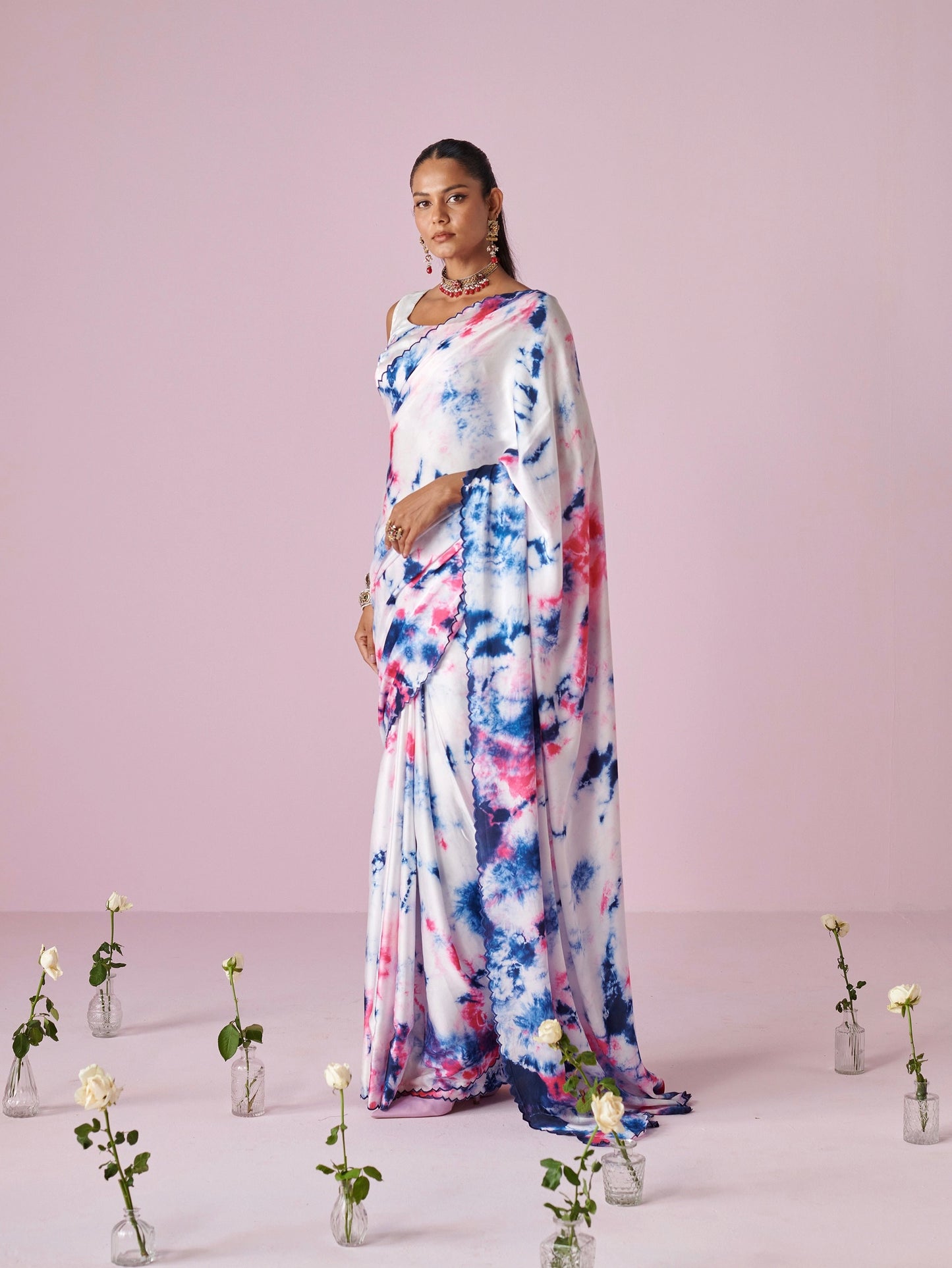 Abstract Satin Saree