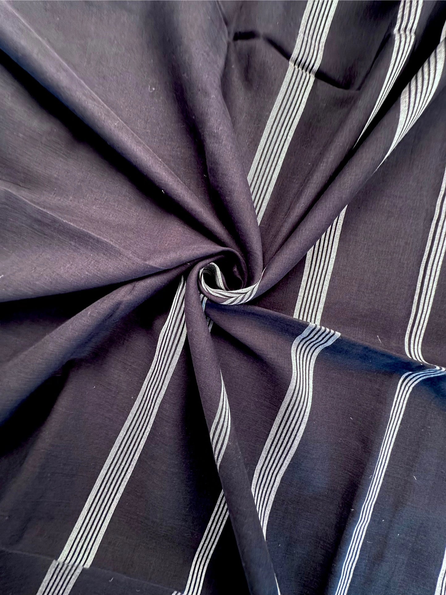 Black-Grey Piku Bengal Cotton Saree