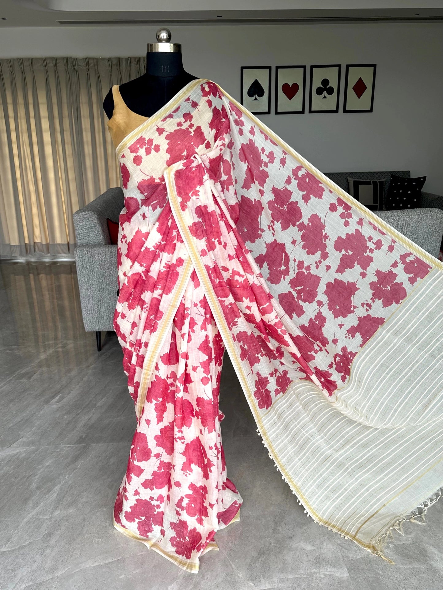 Mul Flora Cotton Silk Saree