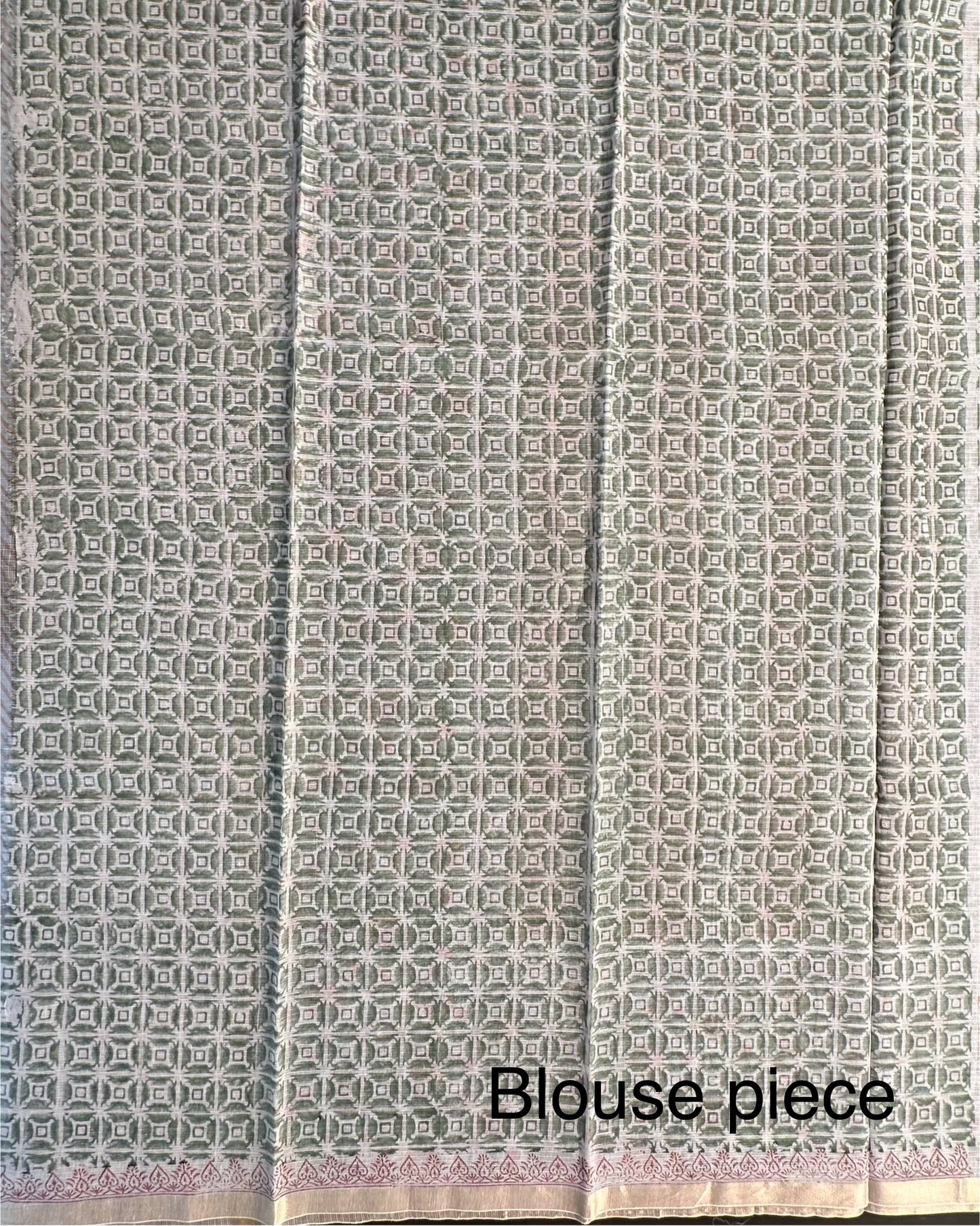 Off White - Grey Block Printed Kota Doria