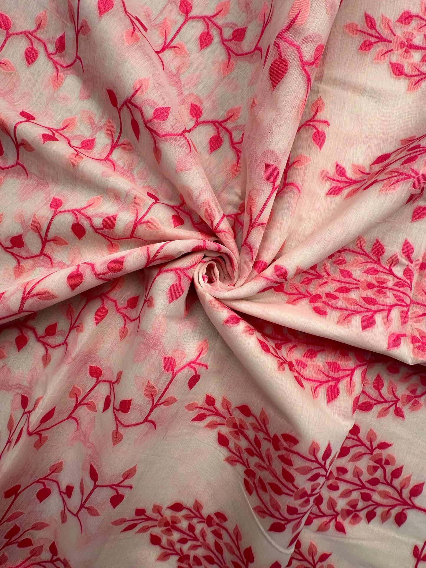 Off White-Pink Jamdani Fancy Cotton Saree