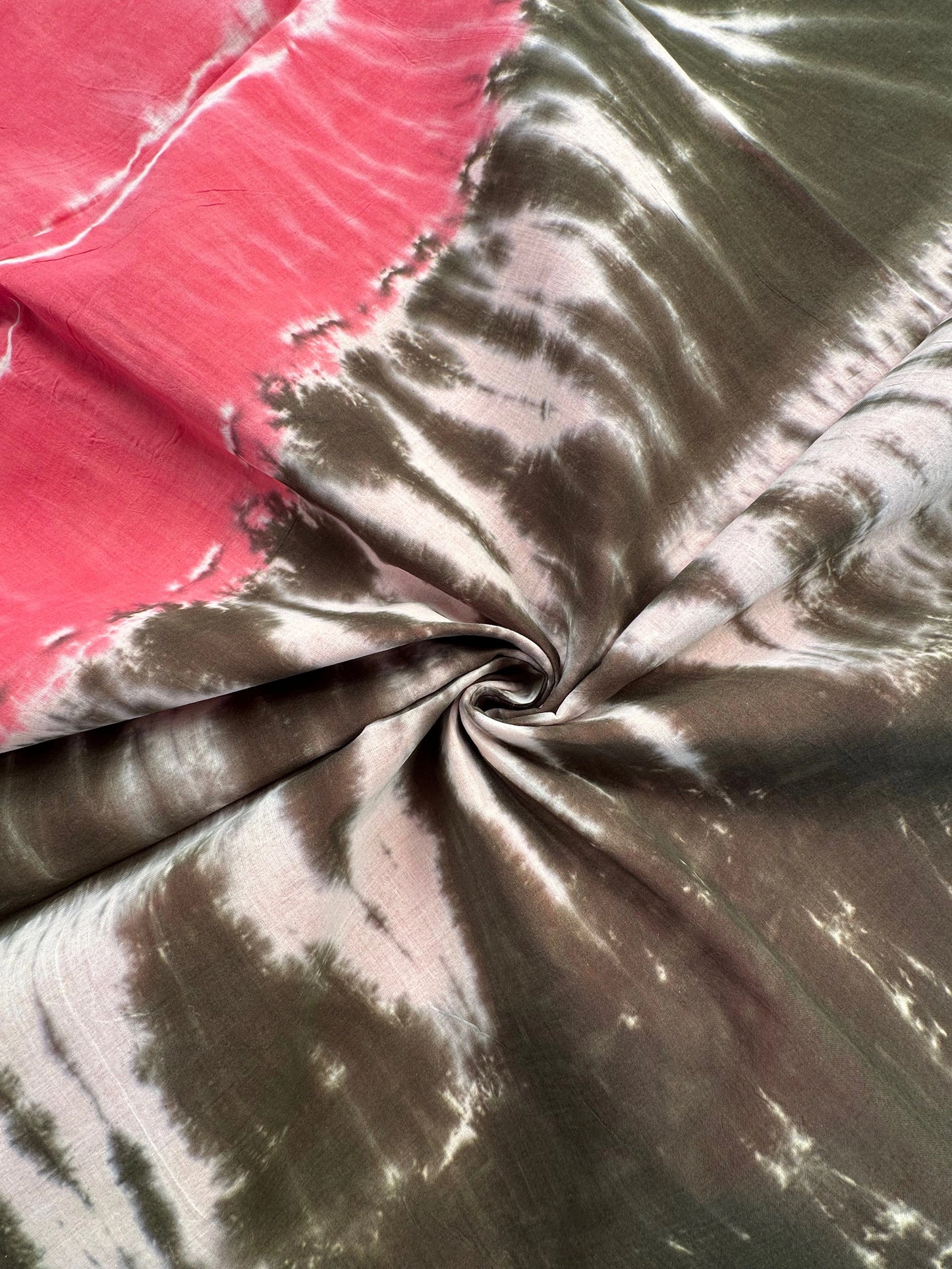 Pink-Grey Batik Pure Cotton Saree