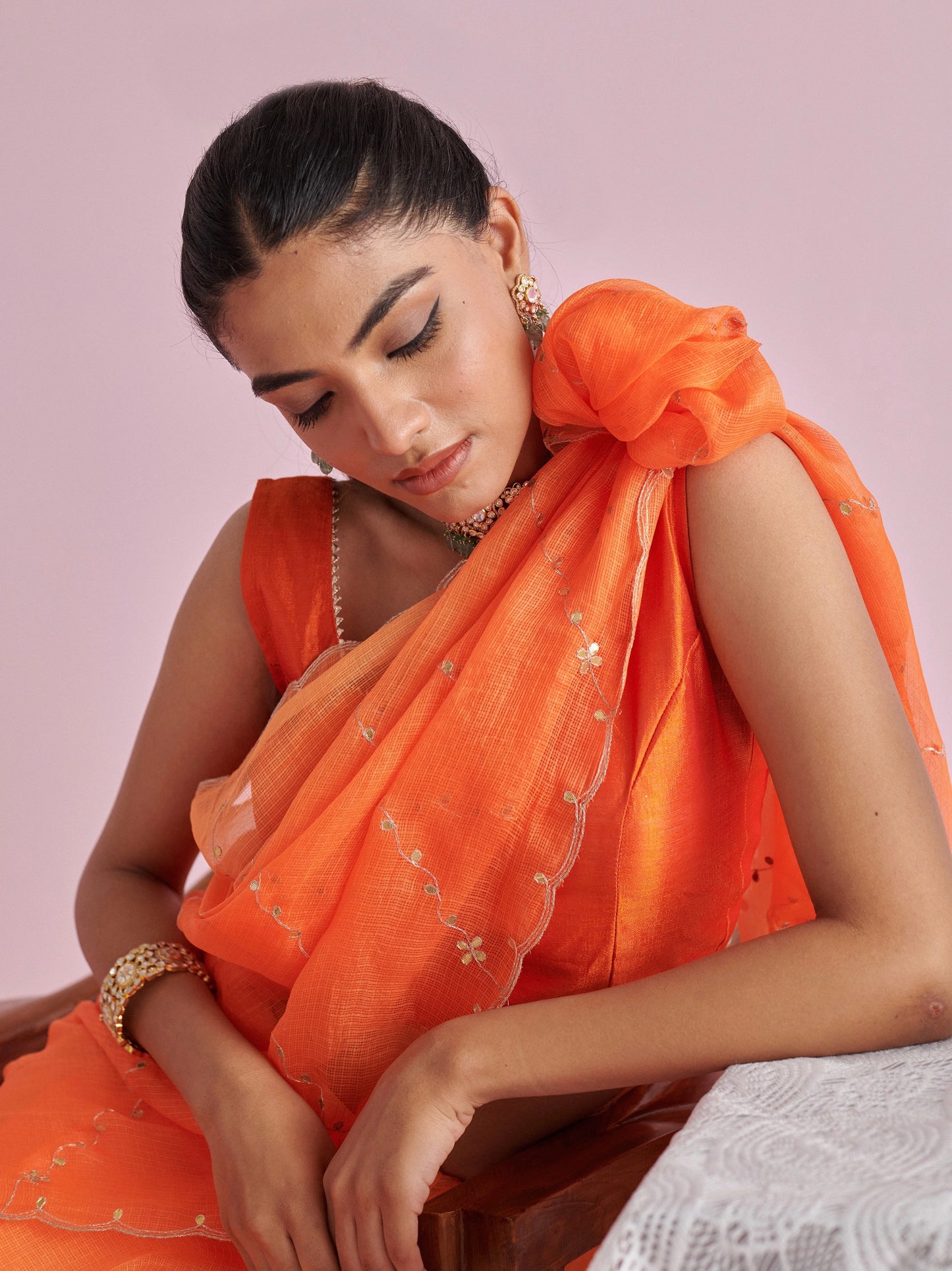 Kota Doria Pure Silk Saree With Gota Patti Work