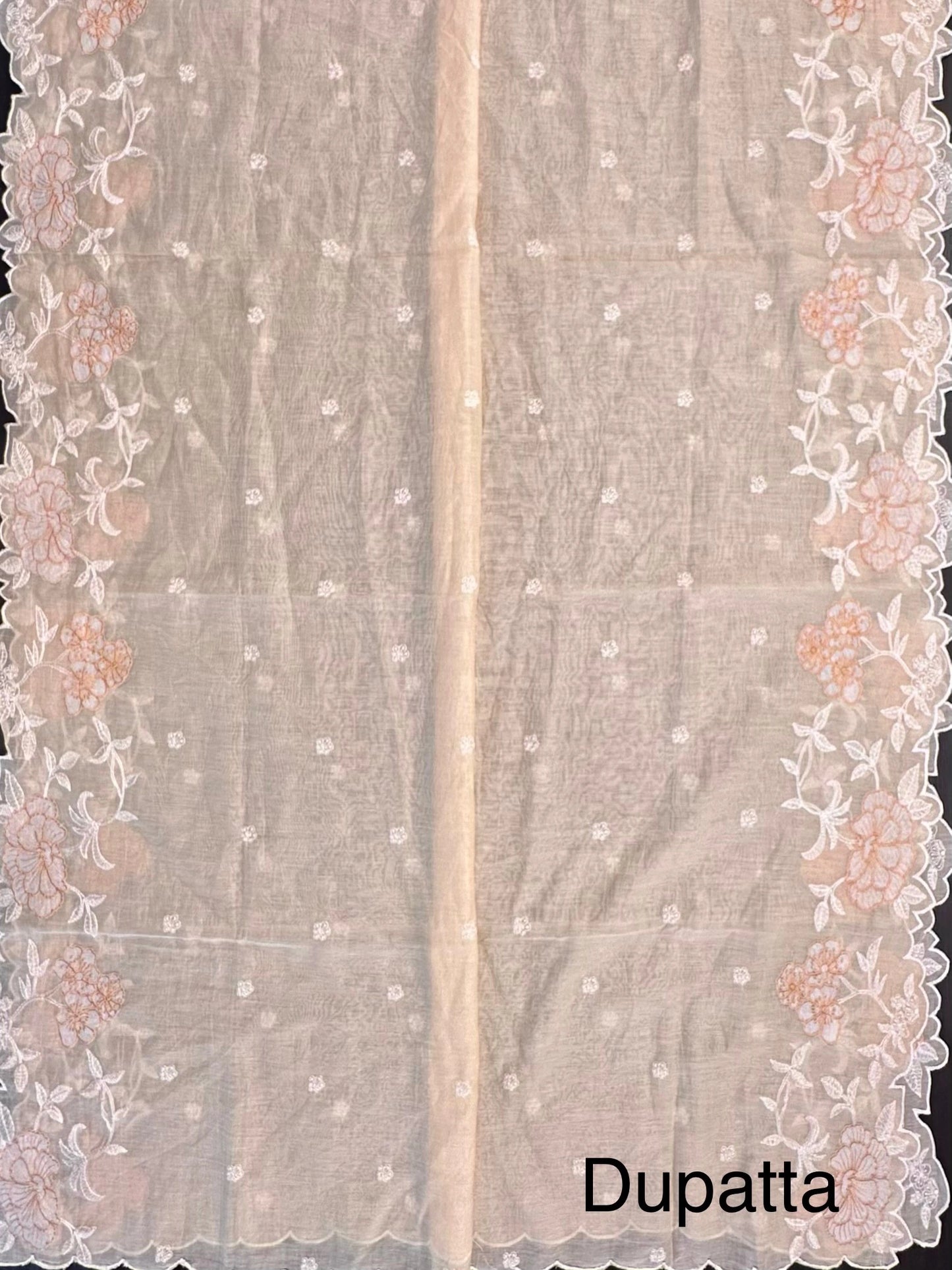 Beige Cotton Chanderi 3-Piece Unstitched Suit
