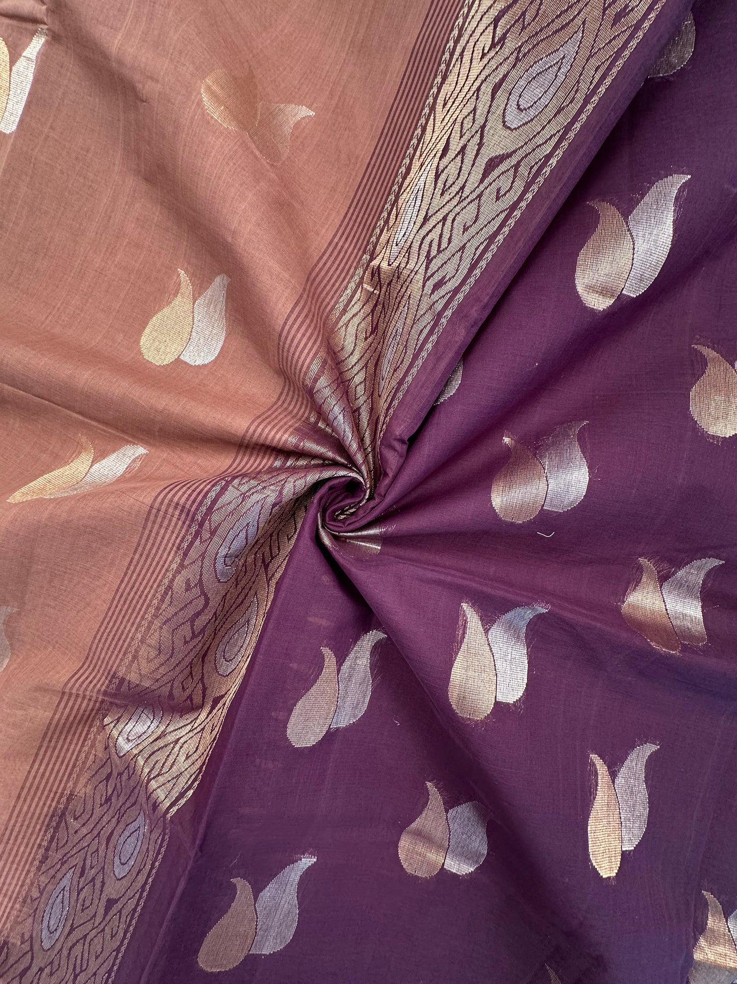 Brown Tanjor South Cotton Saree