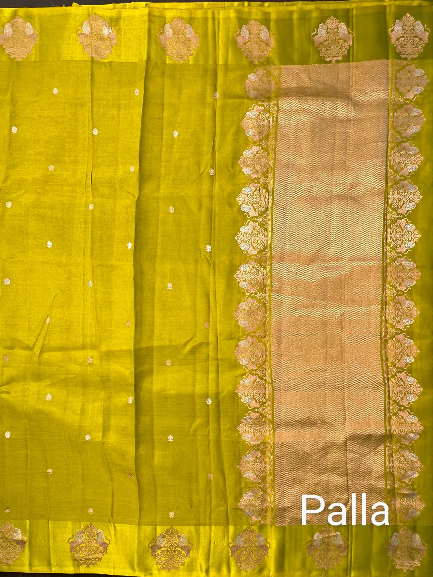 Olive Green Banarasi Satin Saree