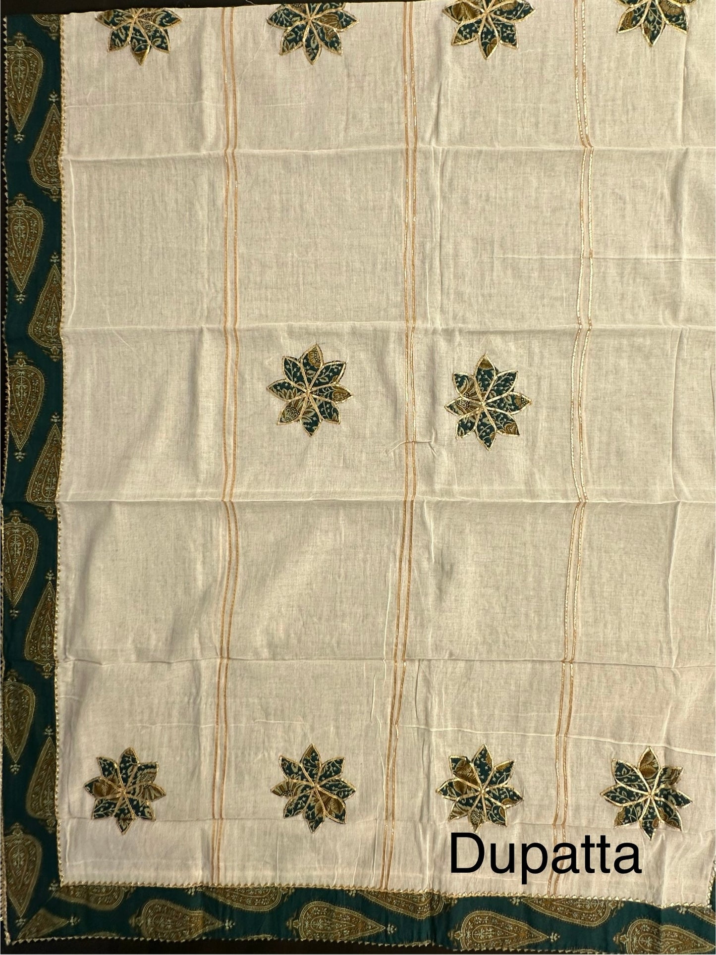 Bottle Green Printed Pure Cotton Suit