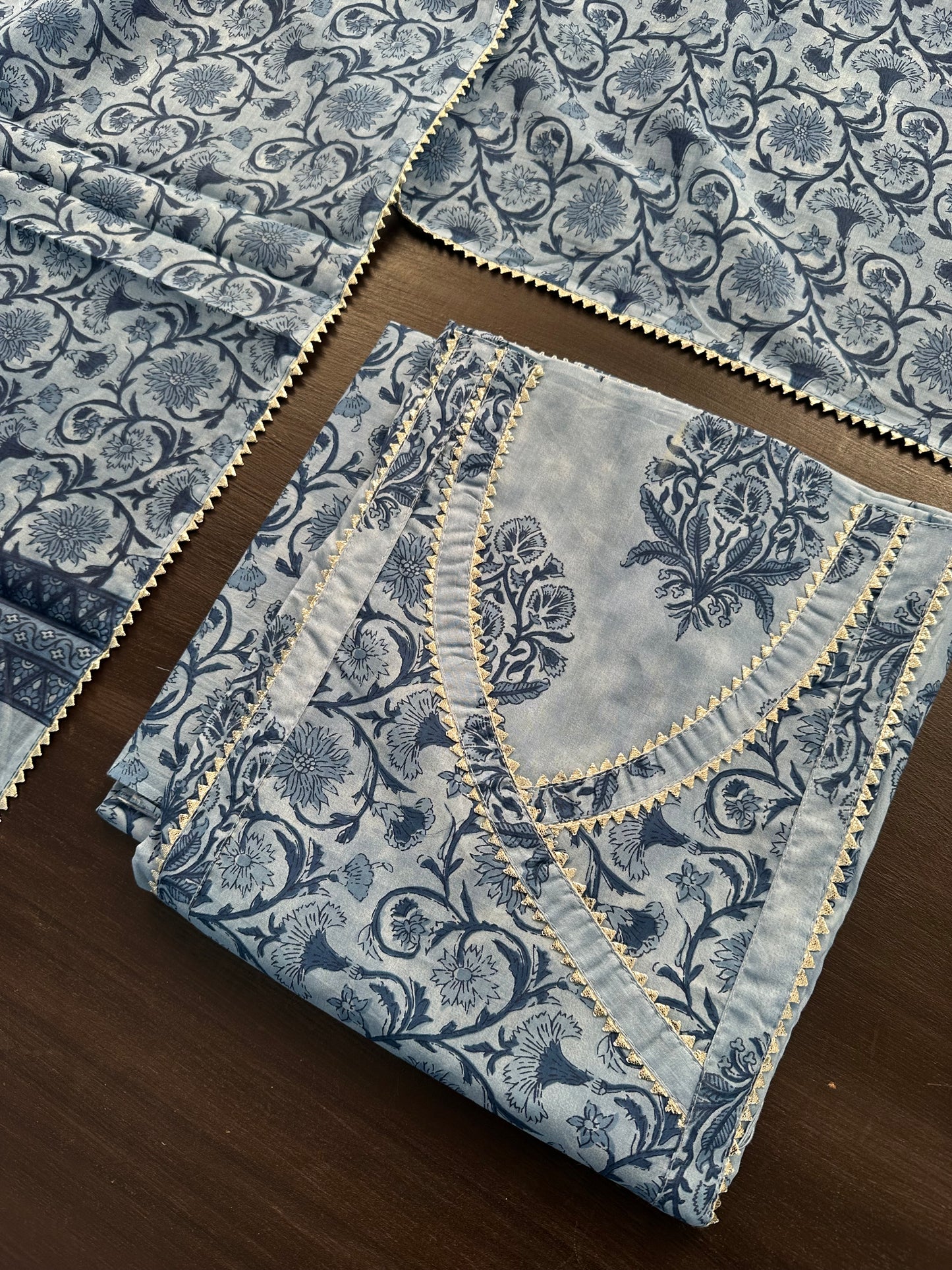 Angrakha Printed Cotton 3-Piece Suit
