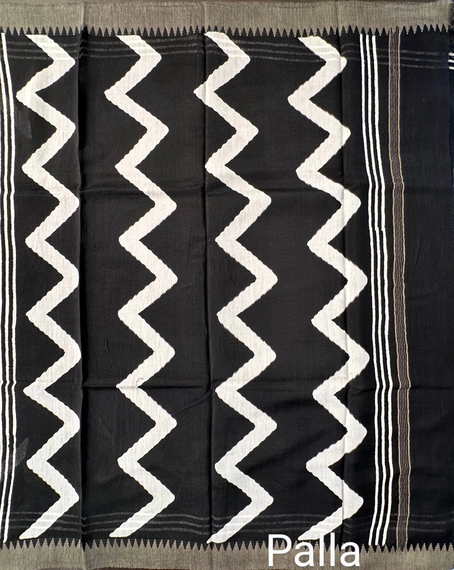 Black Temple Border Chanderi Saree