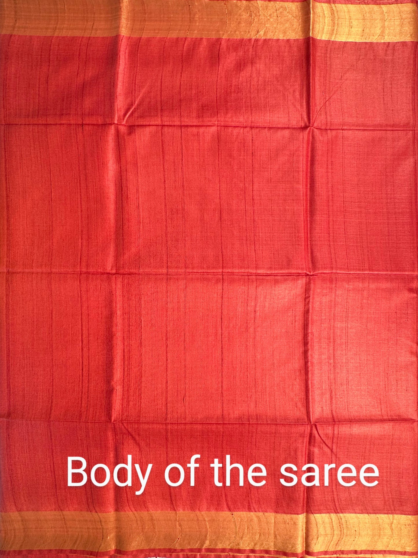 Coral Pink-Beige Handloom Tussar Silk Saree