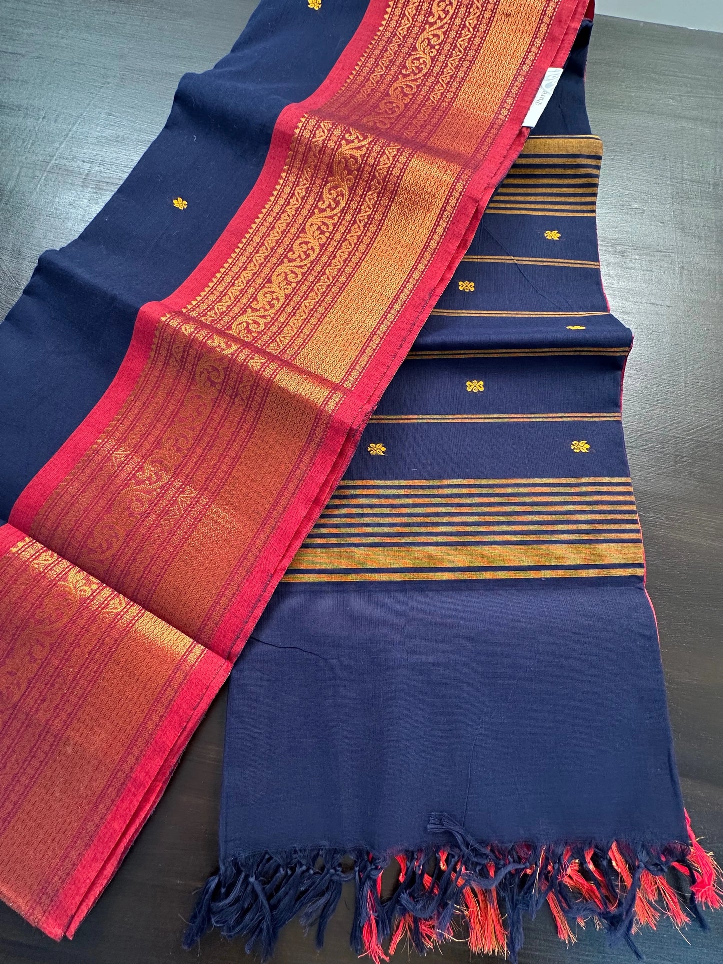 Navy Blue Narayanpet Cotton Saree