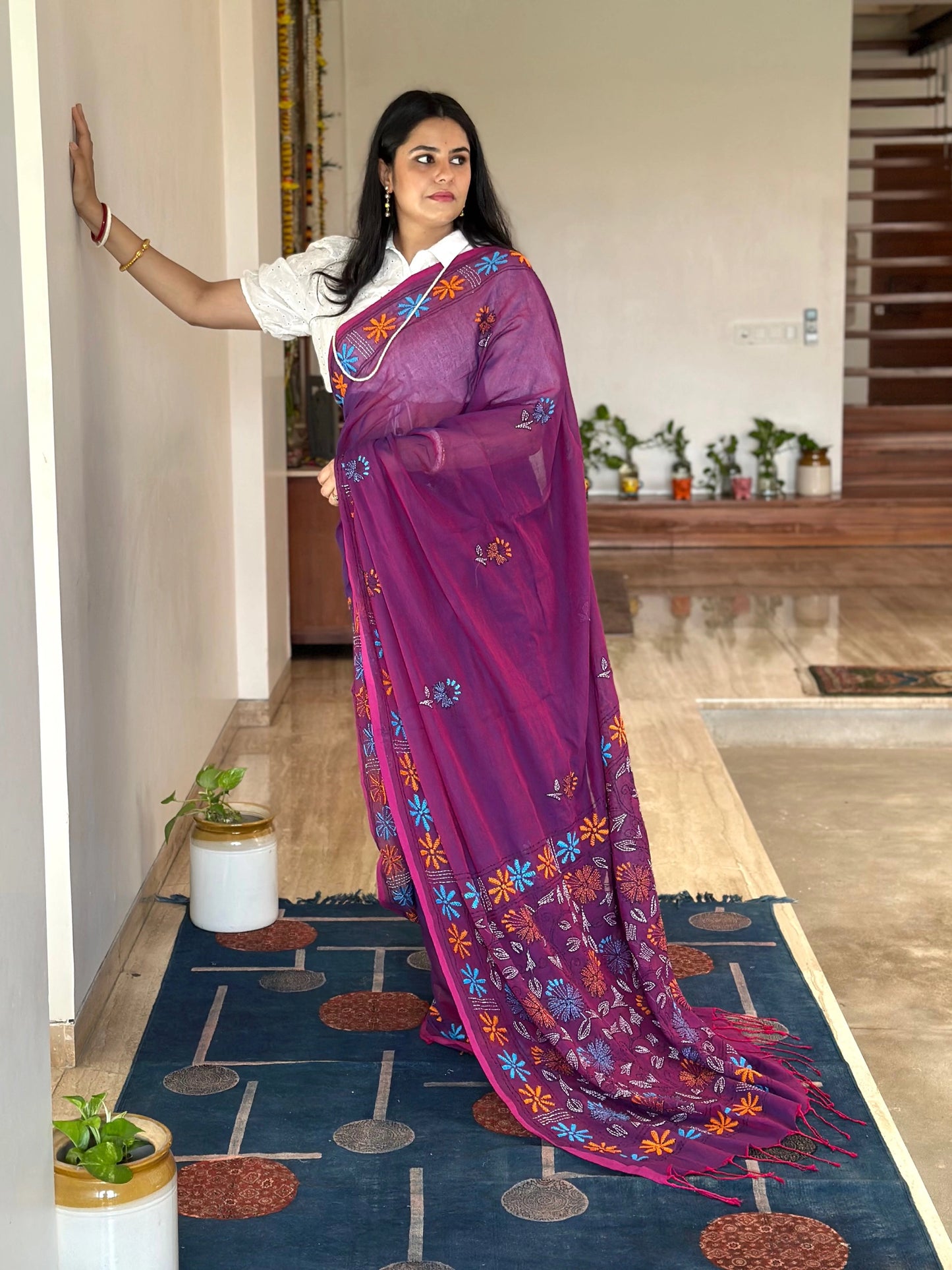Kaantha Embroidery Cotton Saree