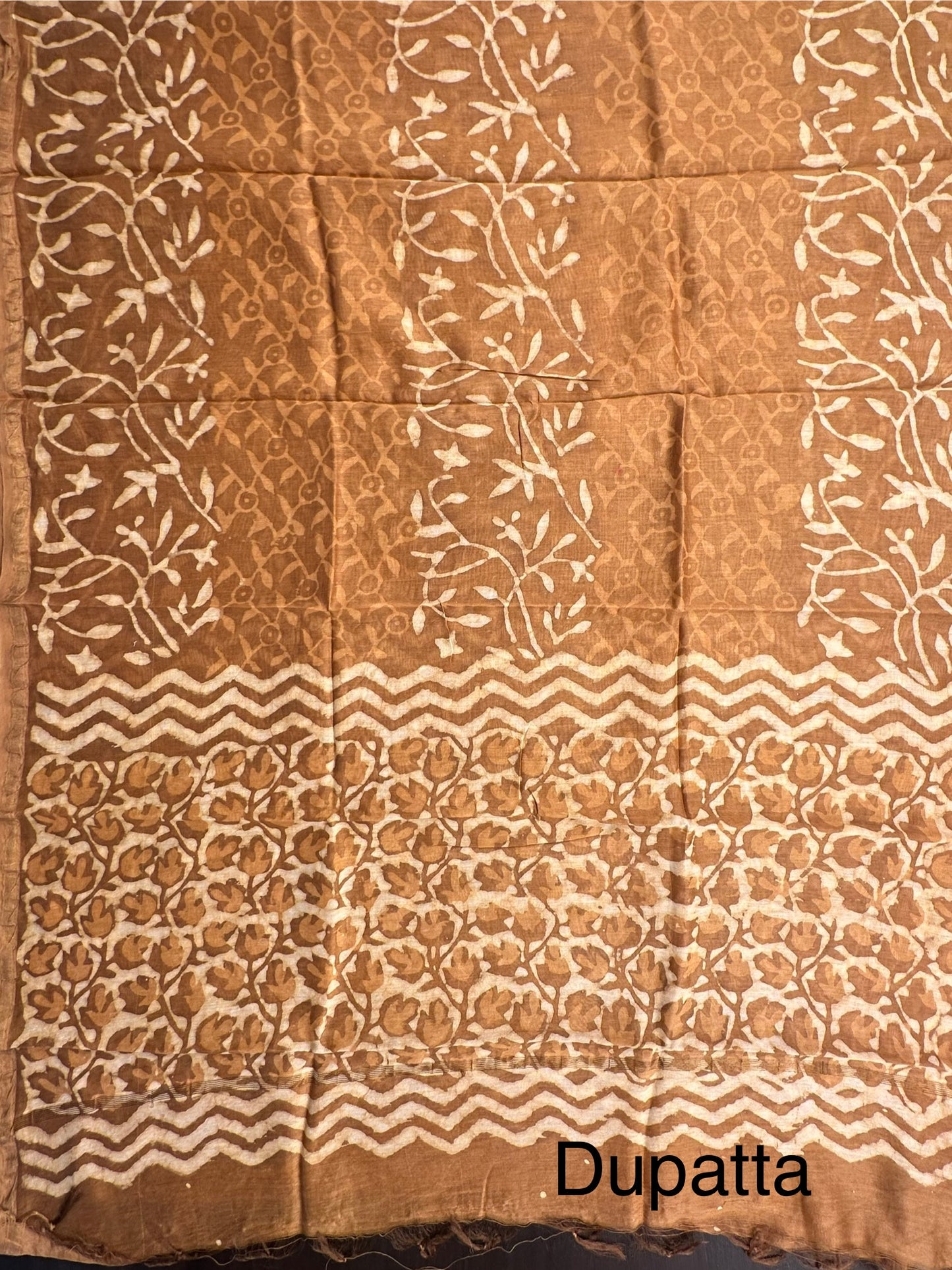 Brown Cotton Chanderi Suit