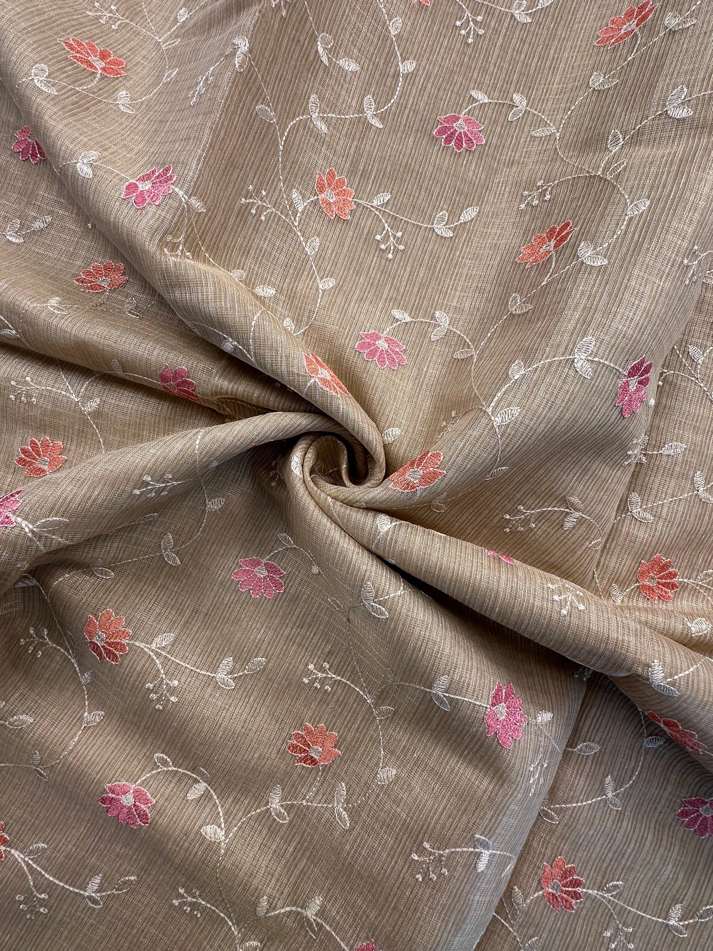 Cream Fancy Tissue Saree