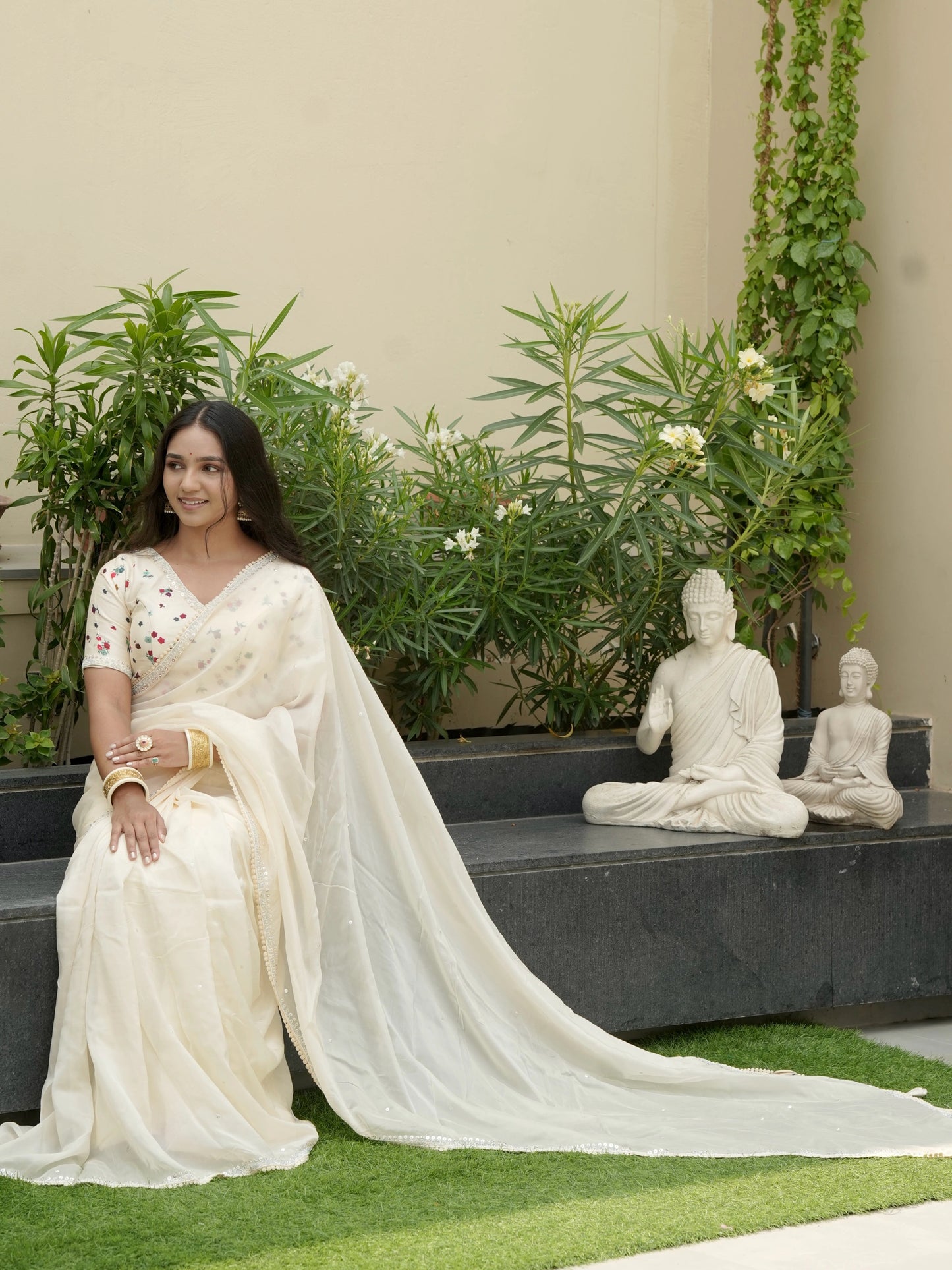 Crepe Saree with Designer Blouse