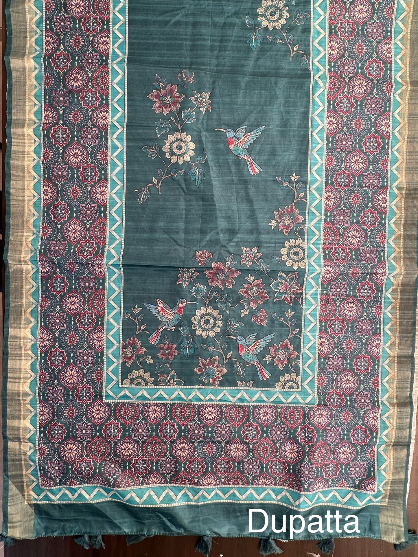 Rama Green Fancy Cotton 3-Piece Suit