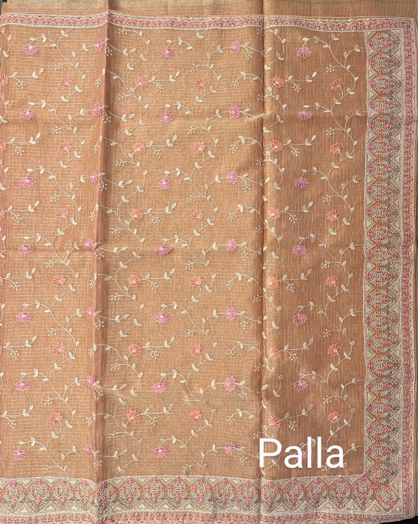 Peach Fancy Tissue Saree