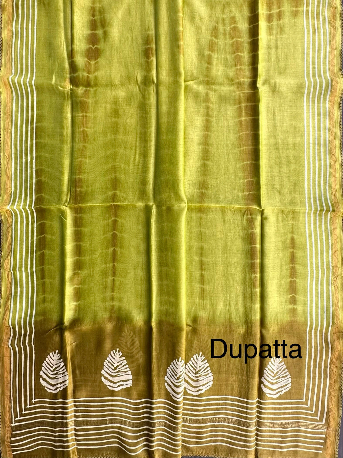 Beige-Mehendi Green Akanksha Chanderi 3-Piece Unstitched Suit
