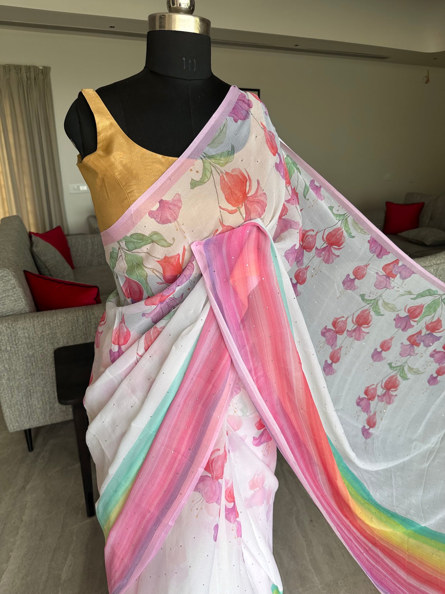 Satrangi Pure Chiffon Saree