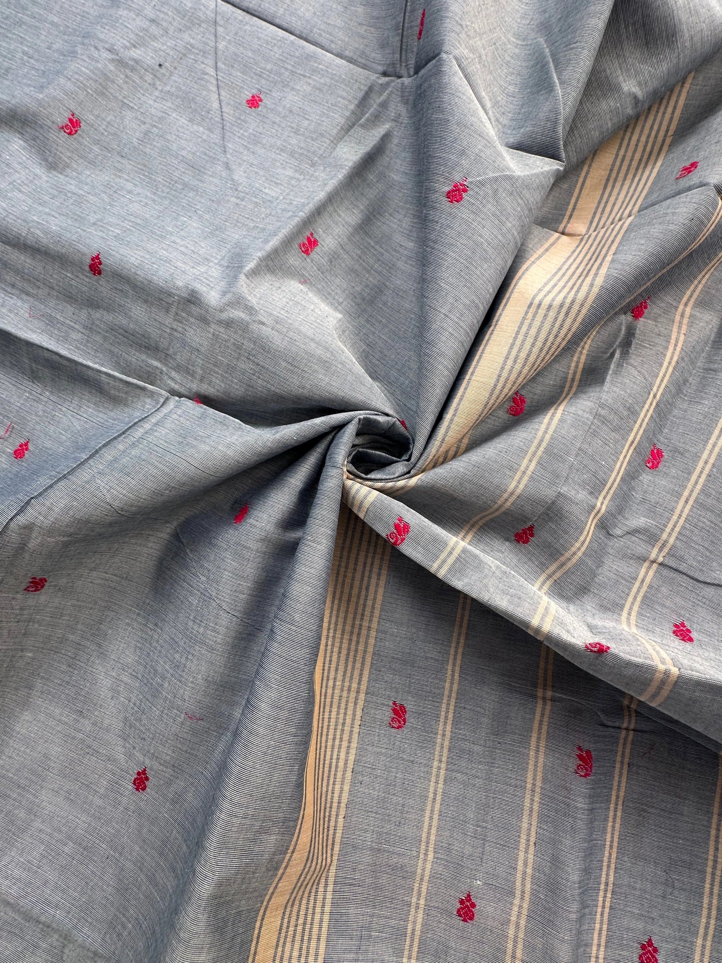 Grey Narayanpet Cotton Saree