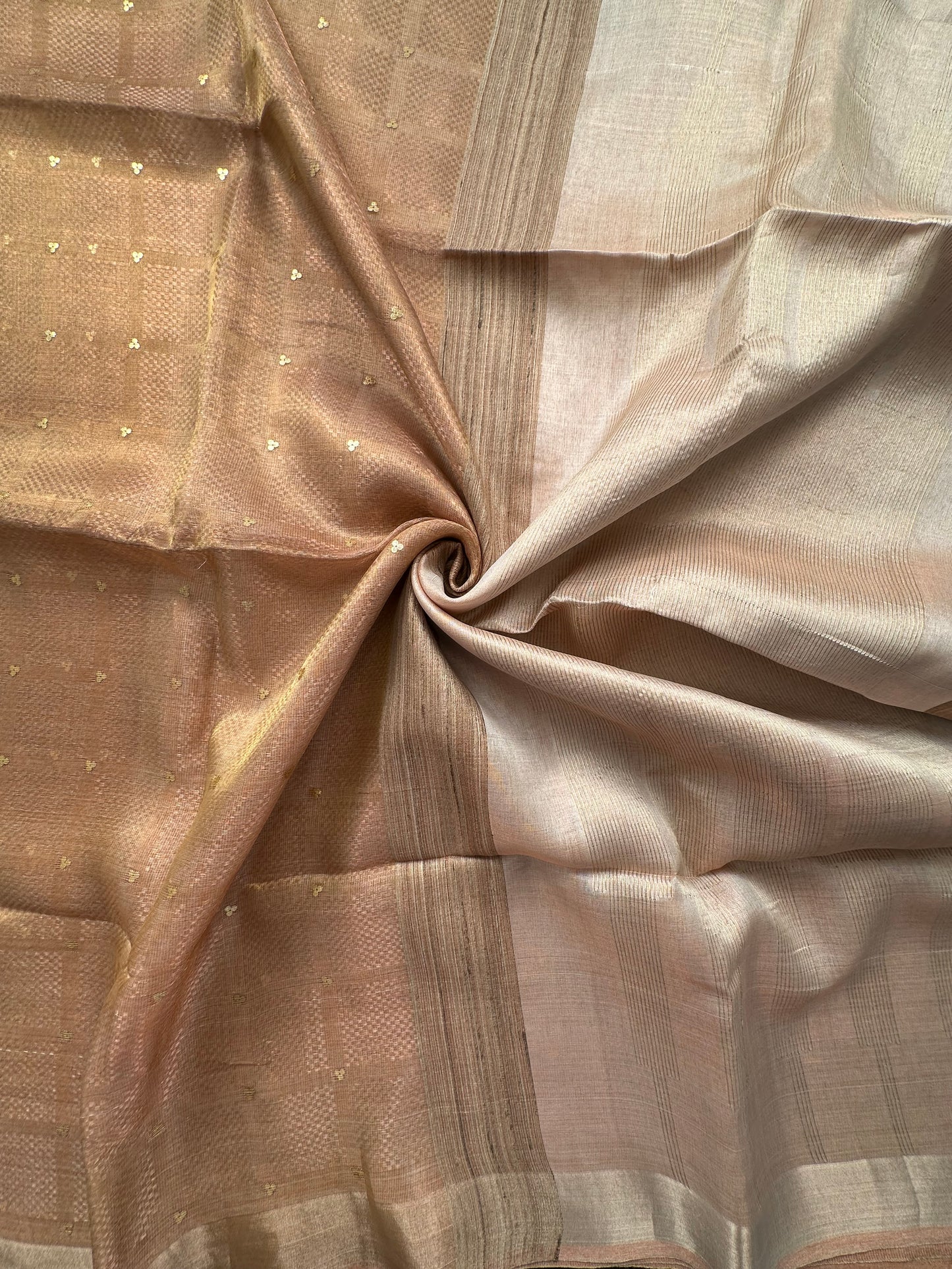 Baby Pink Emboss Pure Tissue Silk Saree