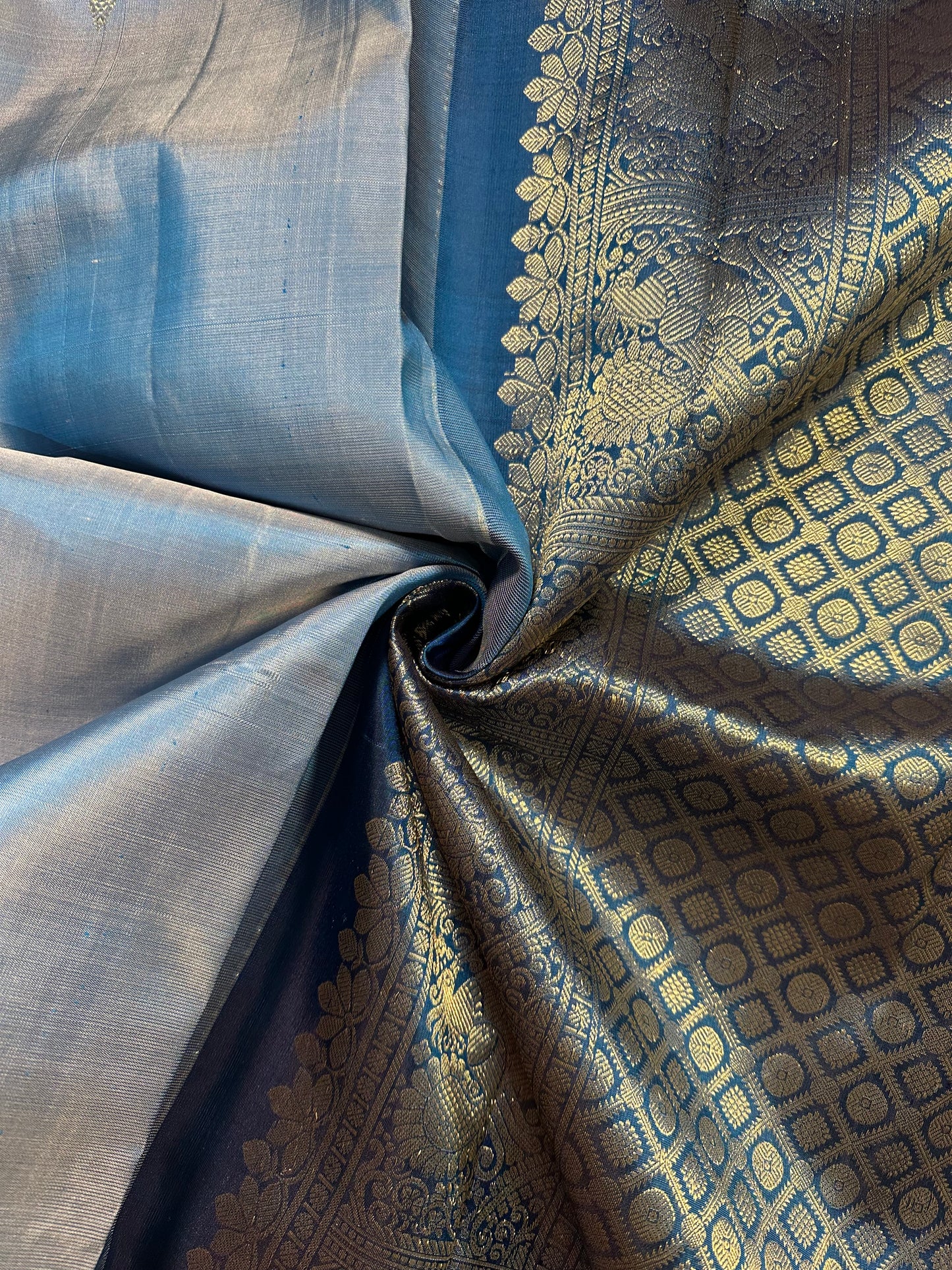 Blue Handloom Kanjivaram Pure Silk Saree
