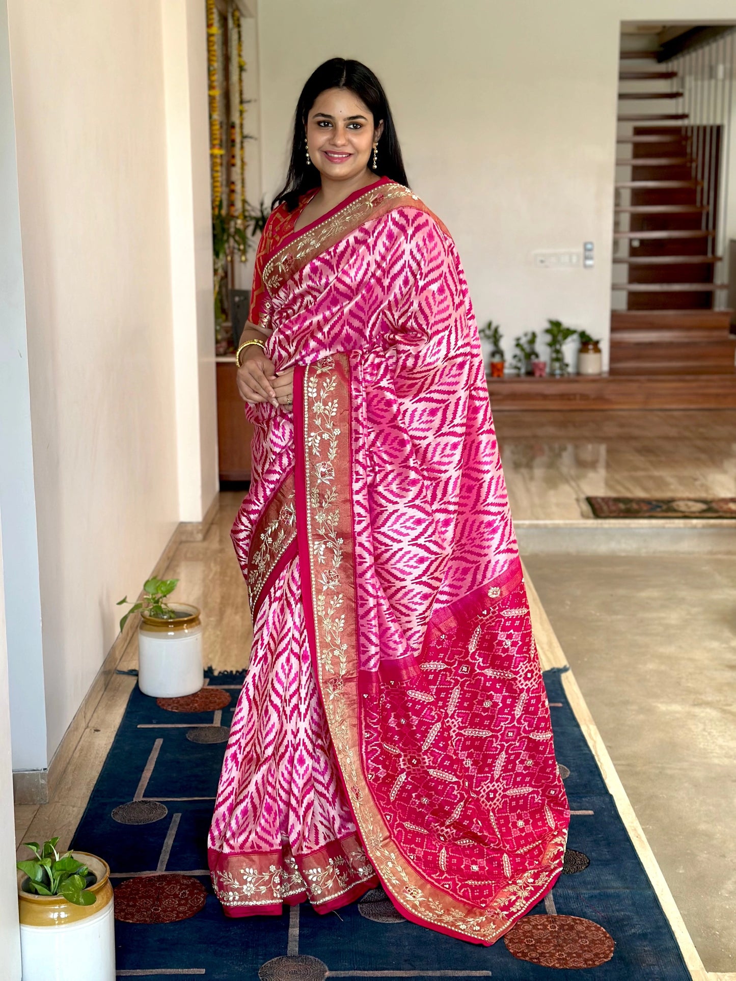 Rani Ikkat Pure Silk Saree