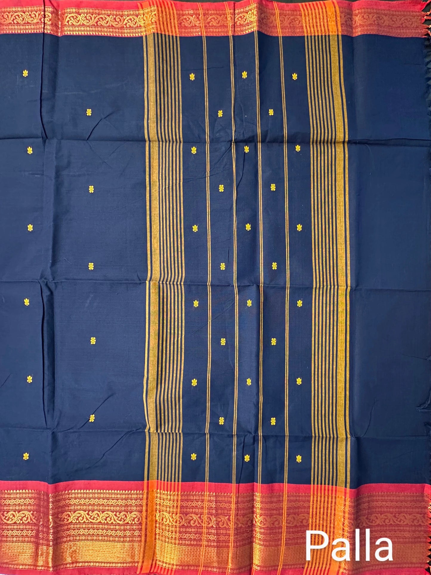 Navy Blue Narayanpet Cotton Saree