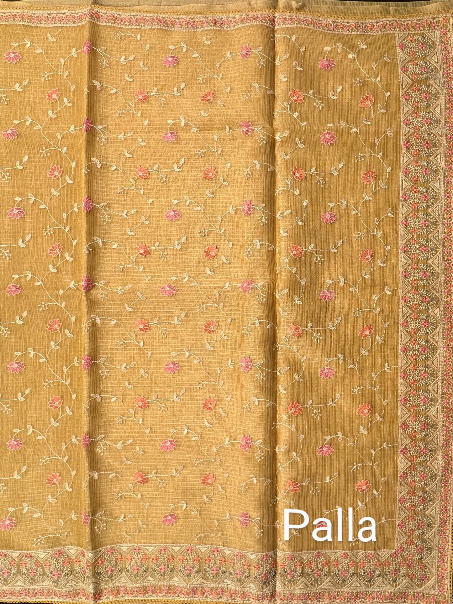 Mustard Fancy Tissue Saree