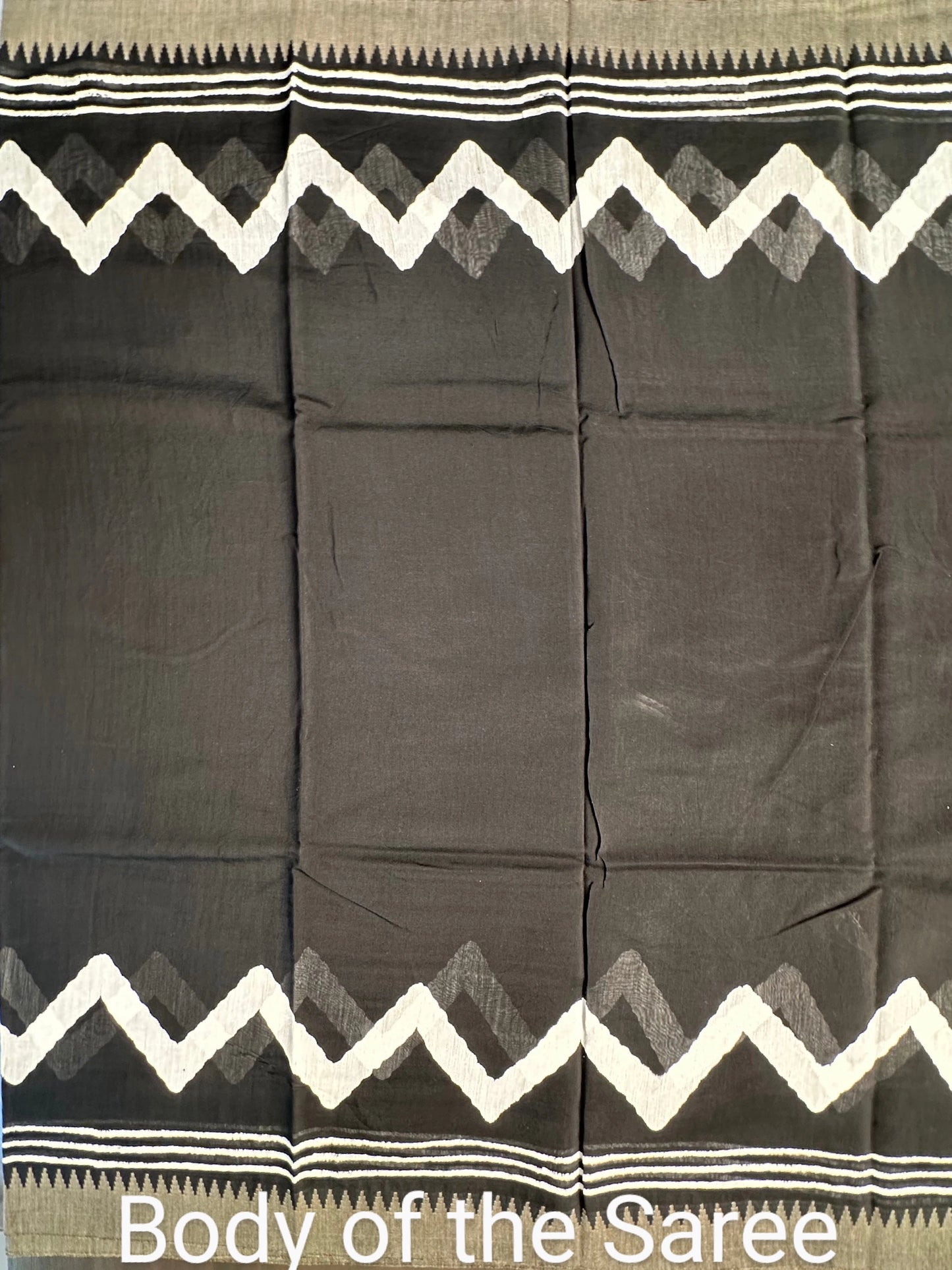 Black Temple Border Chanderi Saree