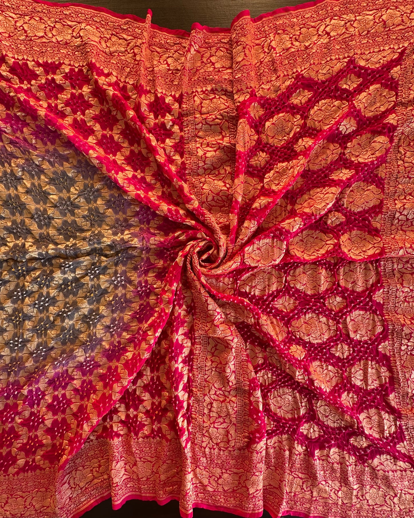 Pure Georgette Gharchola Bandhej Saree