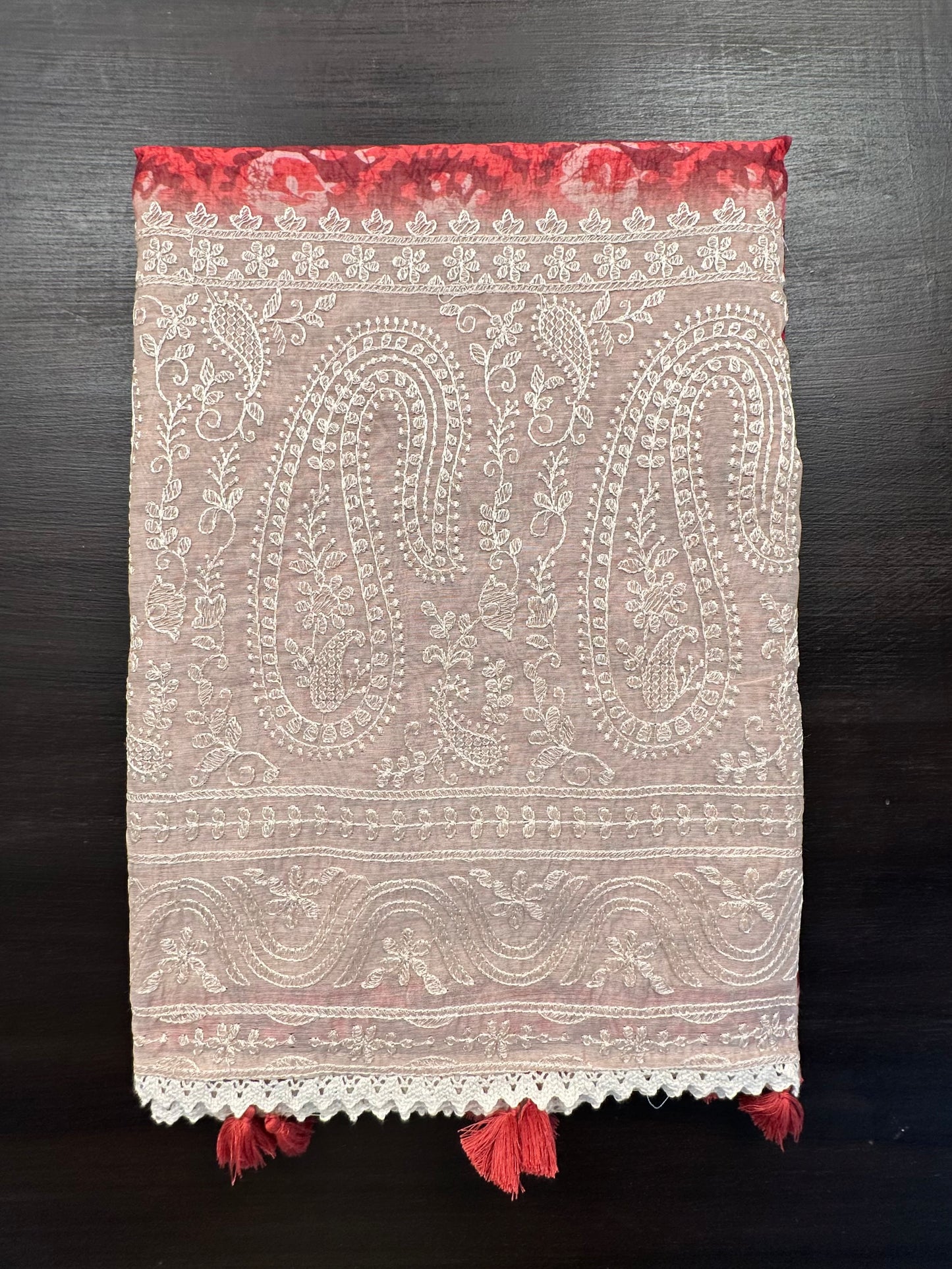Red-Beige Dhara Chanderi Saree