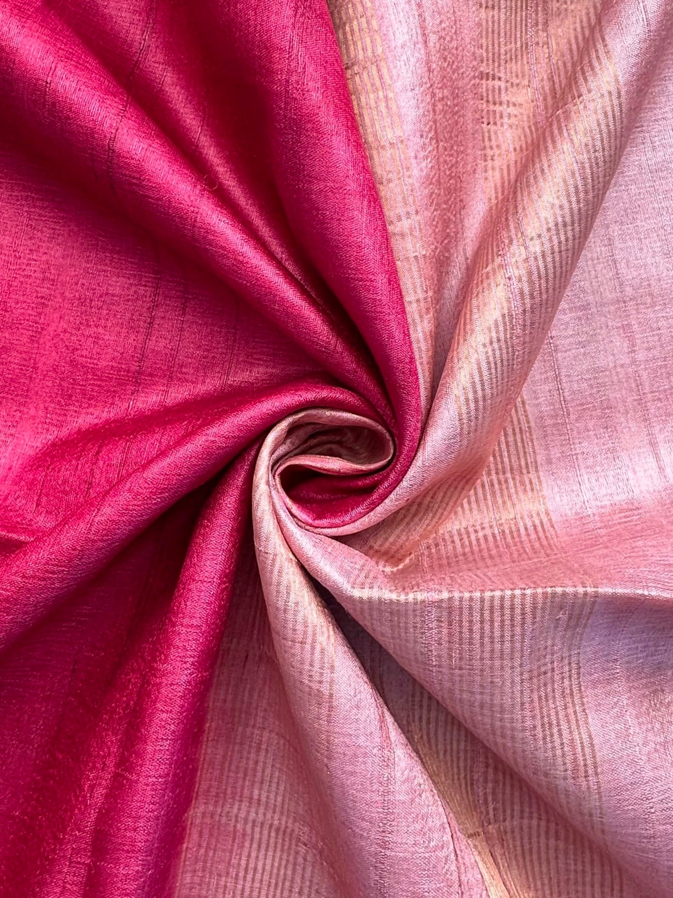 Magenta-Pink Handloom Tussar Silk Saree