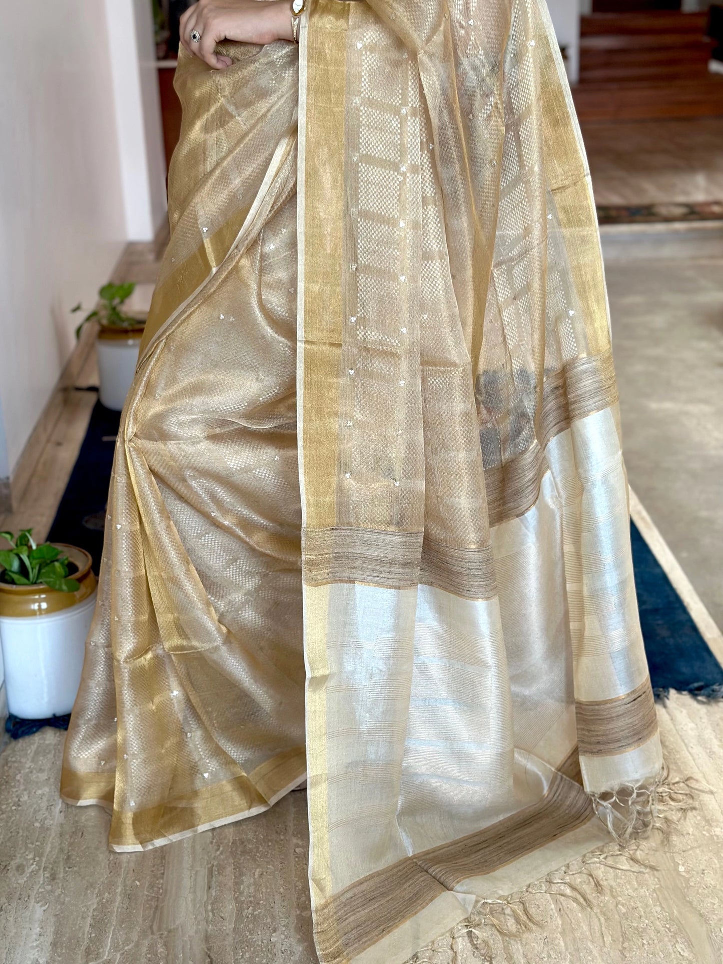 Emboss Tissue Silk Saree