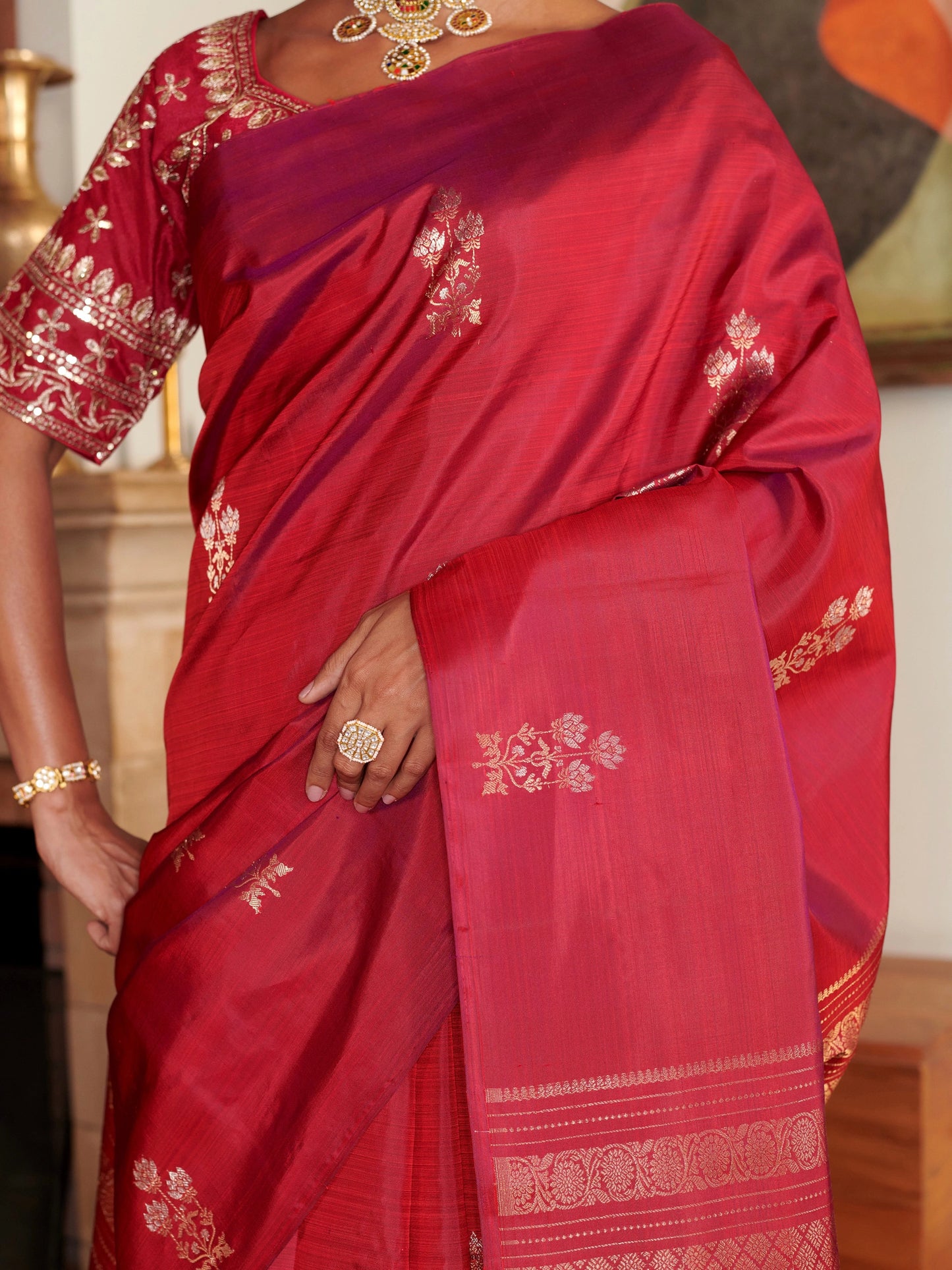 Magenta Handloom Kanjivaram Pure Silk Saree