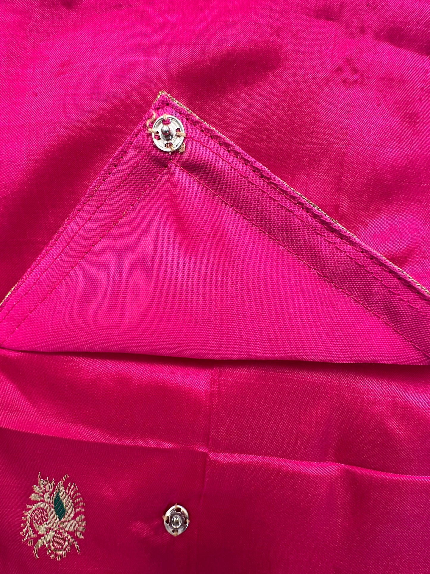 Magenta Pure Silk Saree Bag With Pouch