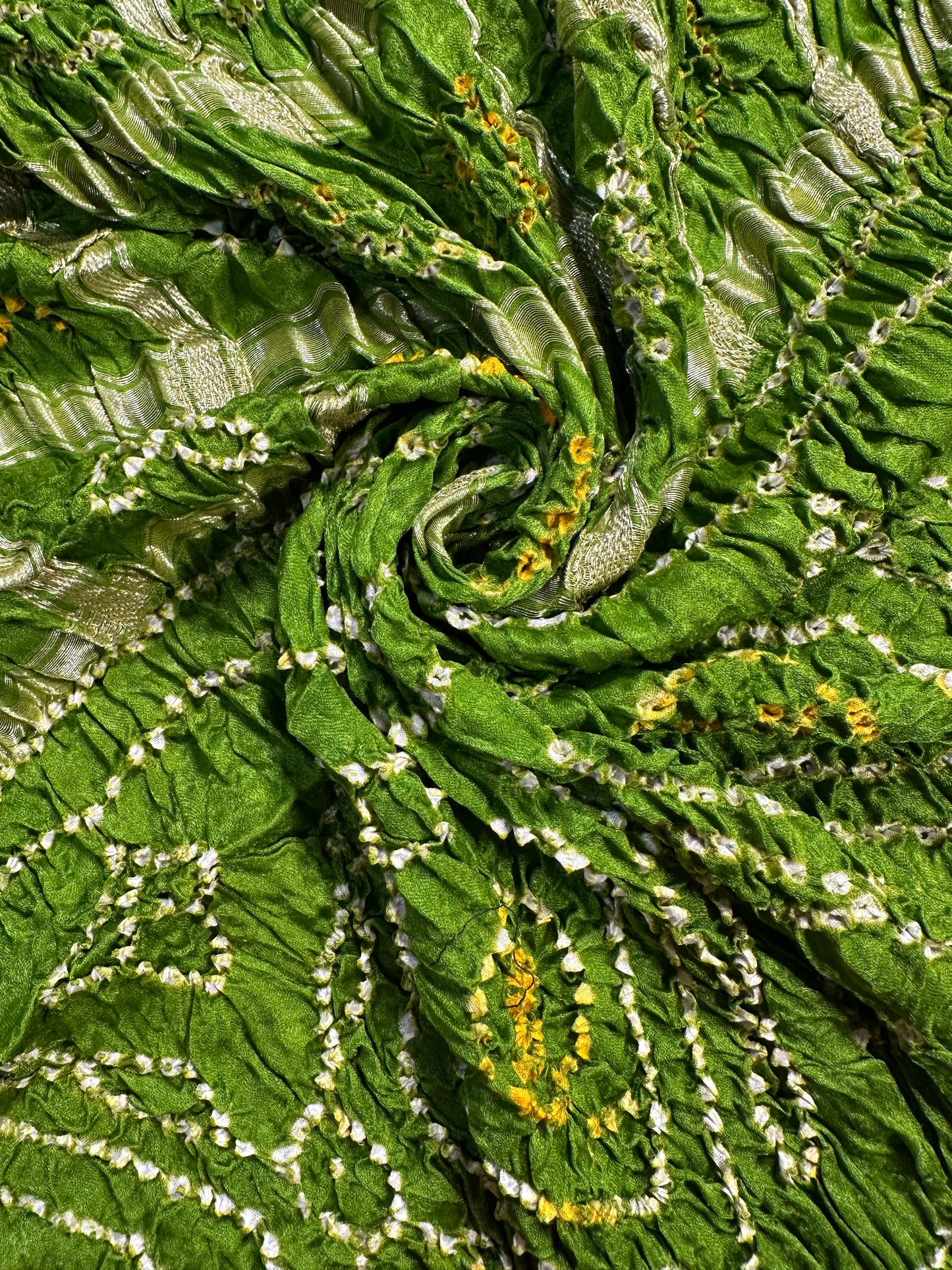 Mehendi Green Gharchola Bandhej Gajji Silk Saree