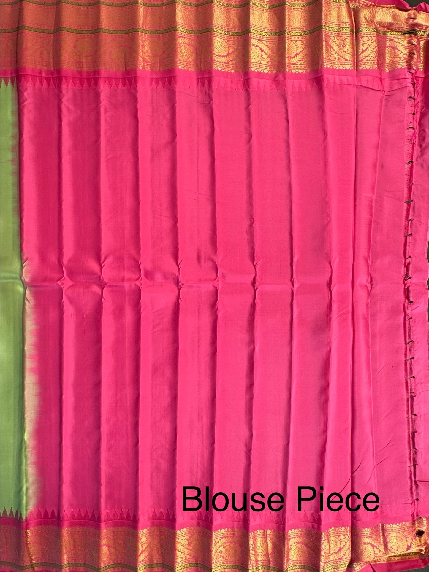 Pista Green-Pink Gadwal Pure Silk Saree