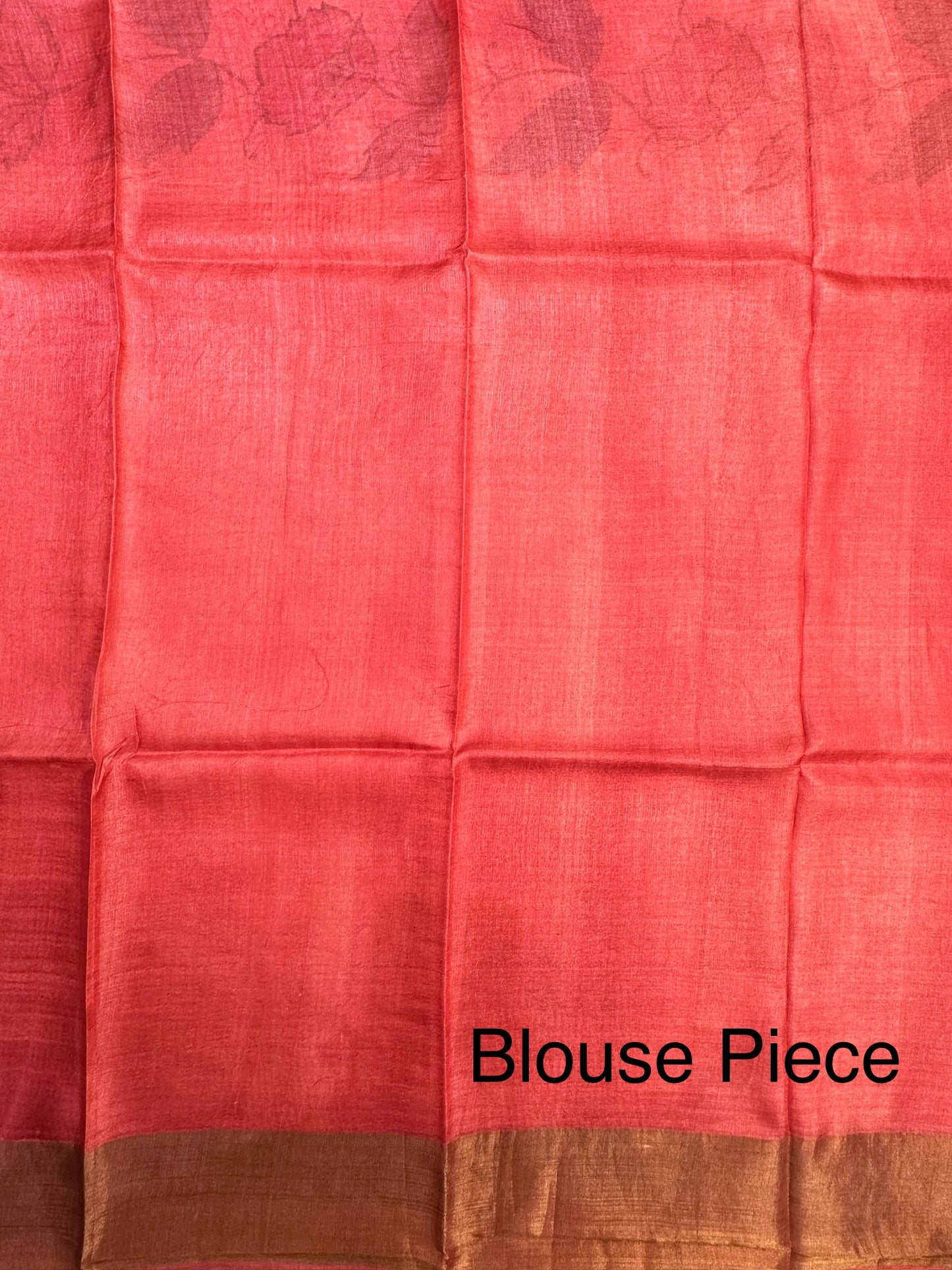 Off-White Floral Print Tussar Silk Saree