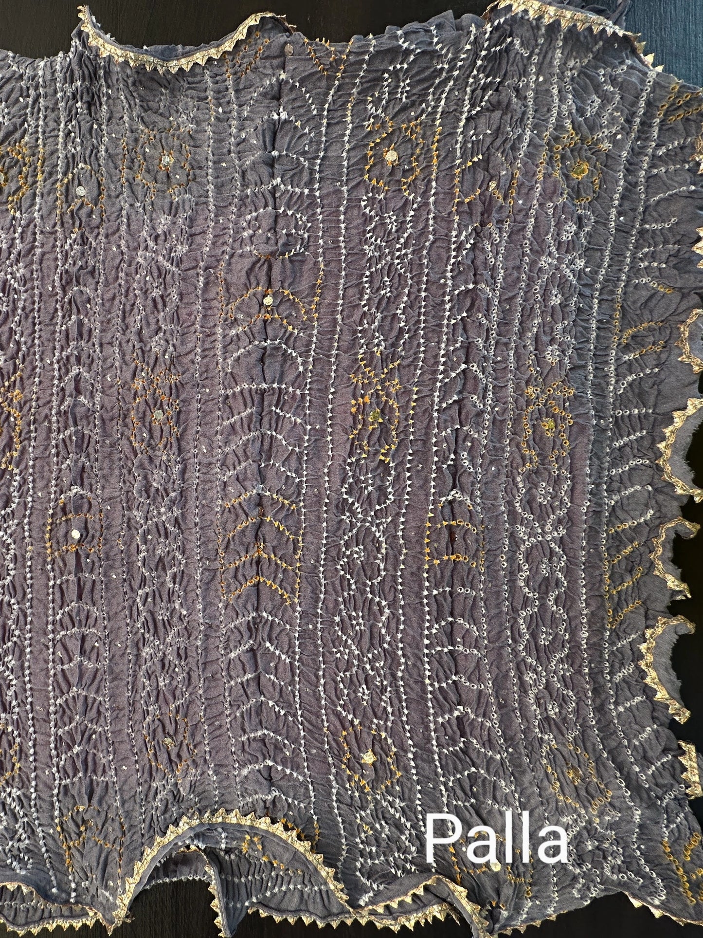 Rani -Grey Bandhej Chinon Saree