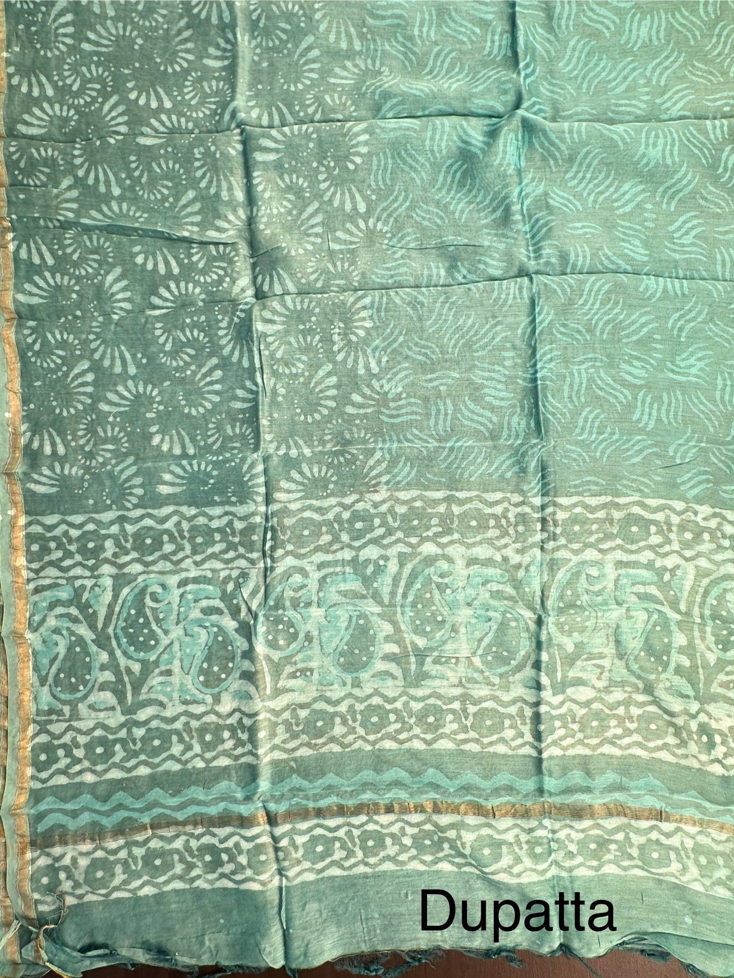 Sea Green Cotton Chanderi Suit
