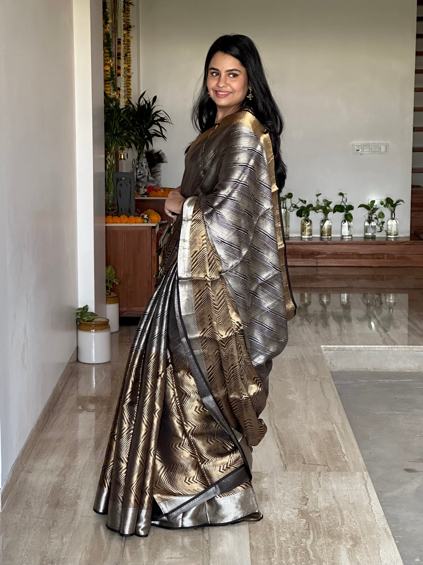 Black Pure Tissue Silk Saree