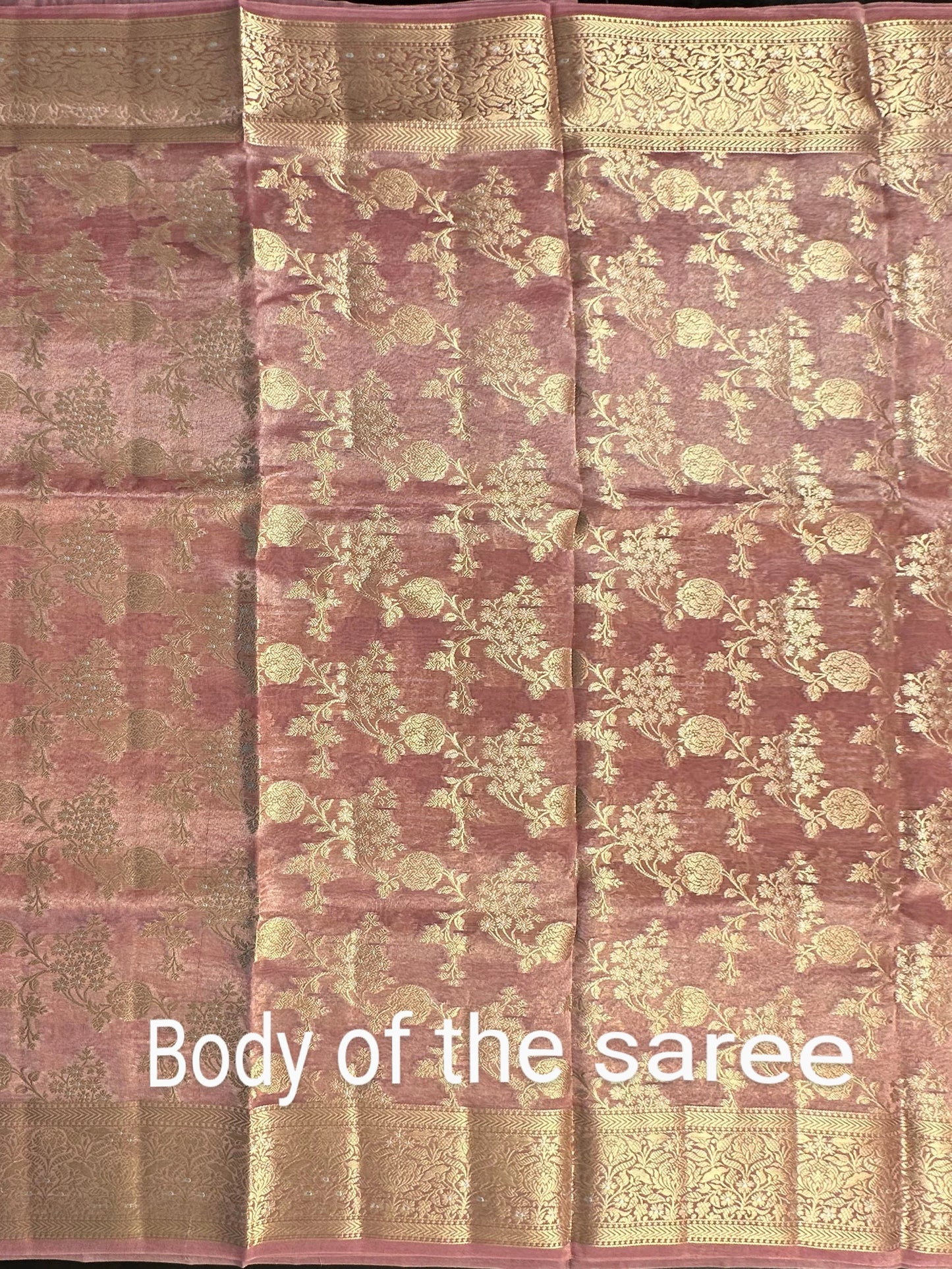 Dusky Pink Tissue Silk Saree
